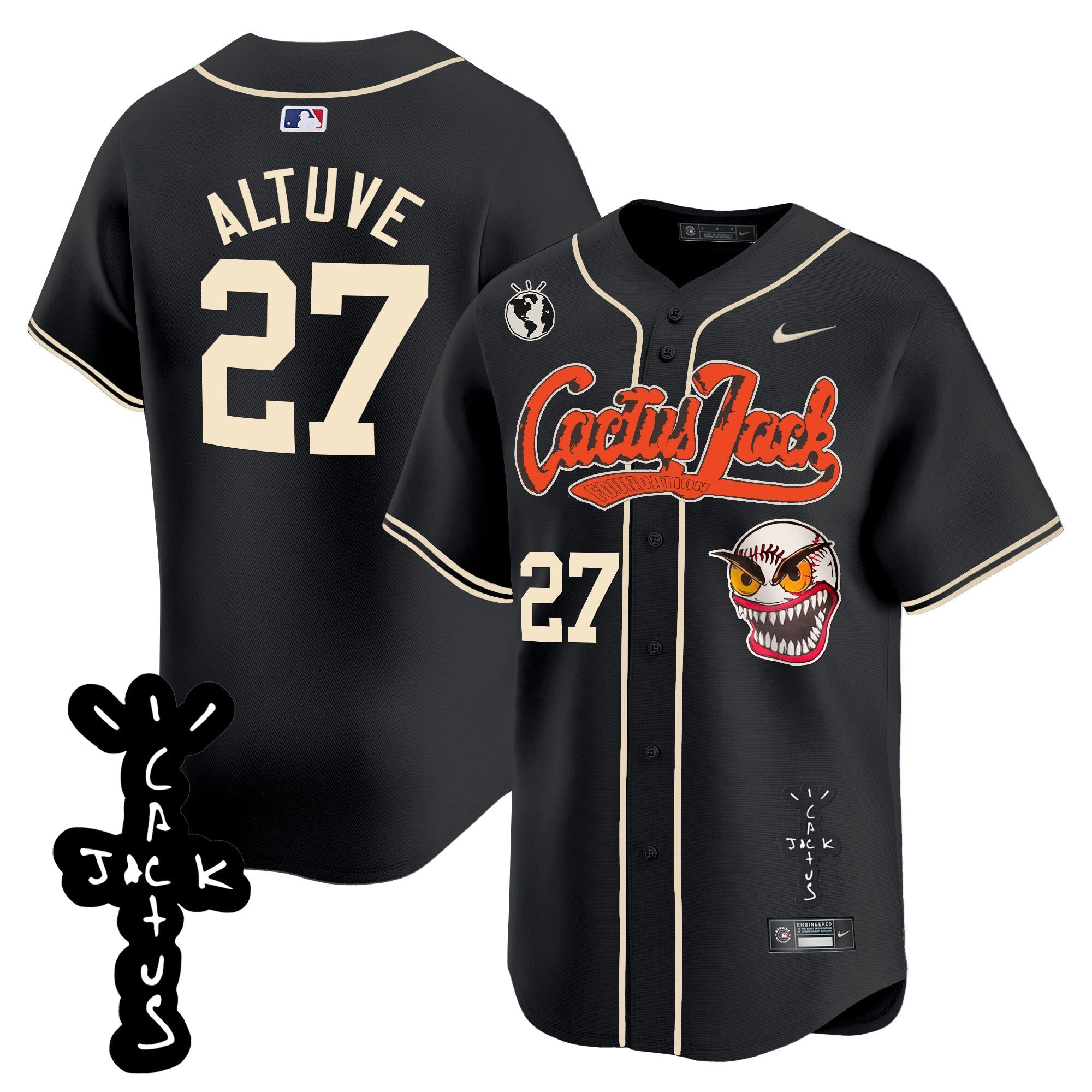 Men’s Houston Cactus Jack Patch Vapor Premier Limited Jersey – Stitched