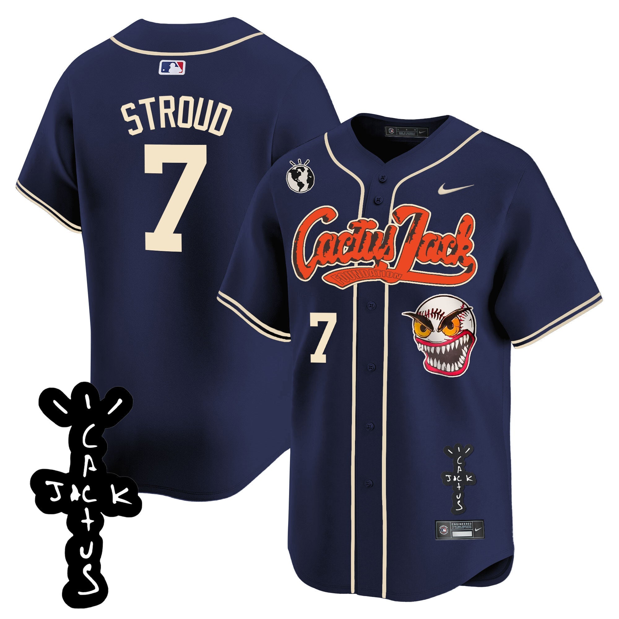Men’s Houston Cactus Jack Patch Vapor Premier Limited Jersey – Stitched