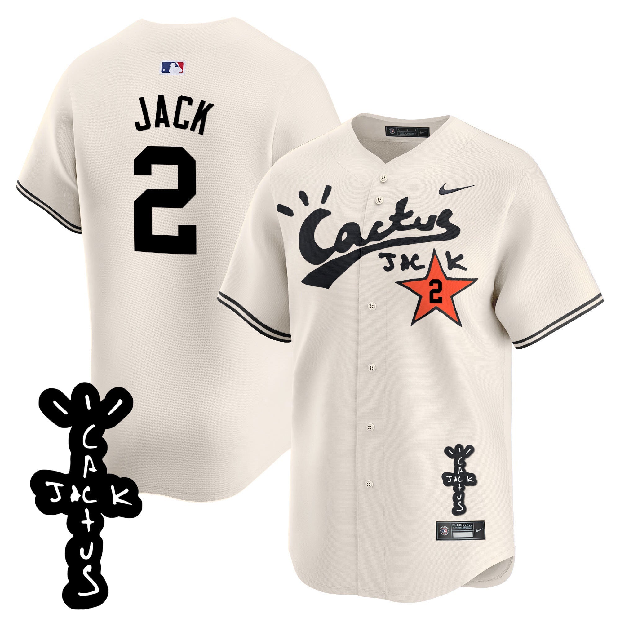 Men’s Houston Cactus Jack Patch Vapor Premier Limited Jersey V2 – Stitched