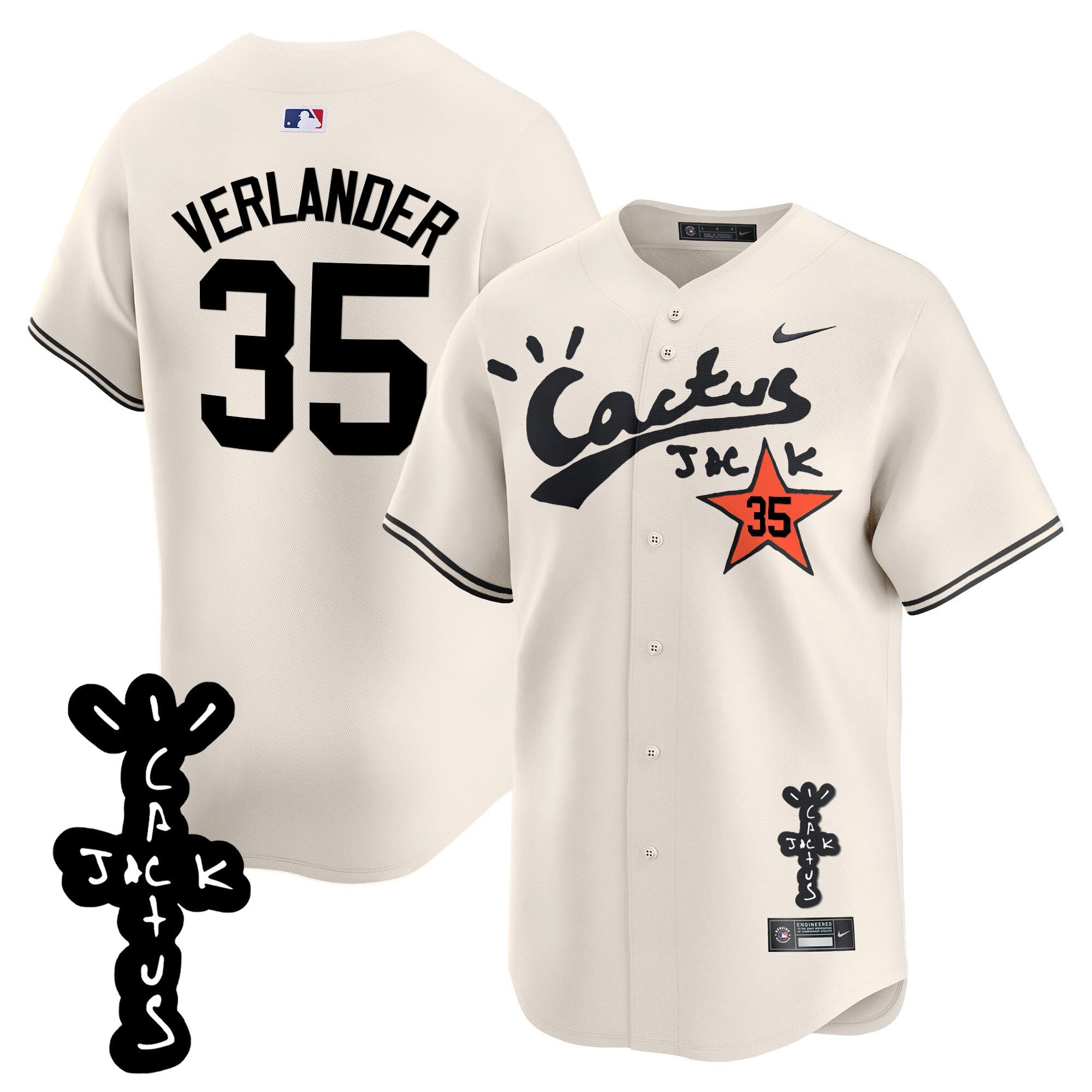 Men’s Houston Cactus Jack Patch Vapor Premier Limited Jersey V2 – Stitched