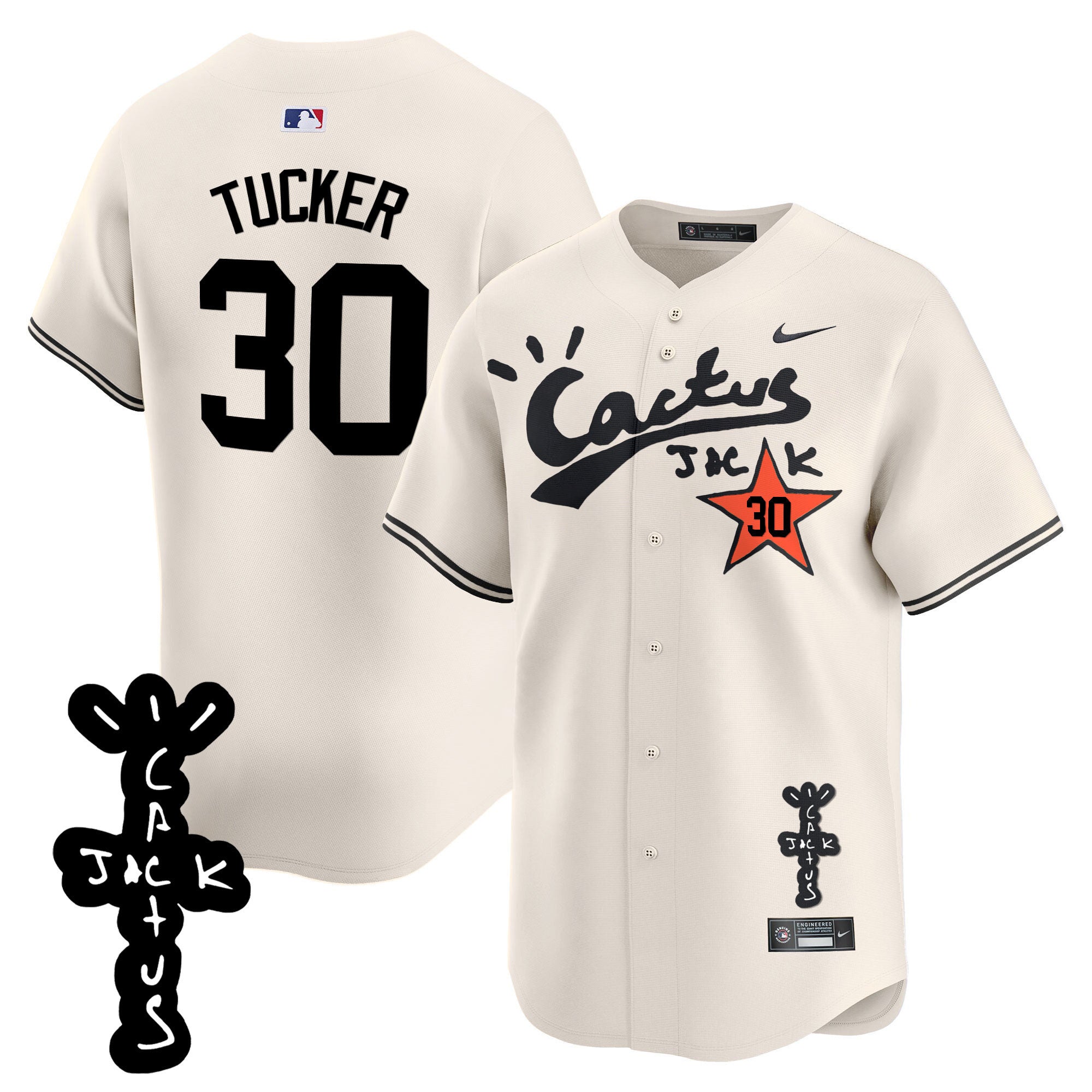 Men’s Houston Cactus Jack Patch Vapor Premier Limited Jersey V2 – Stitched