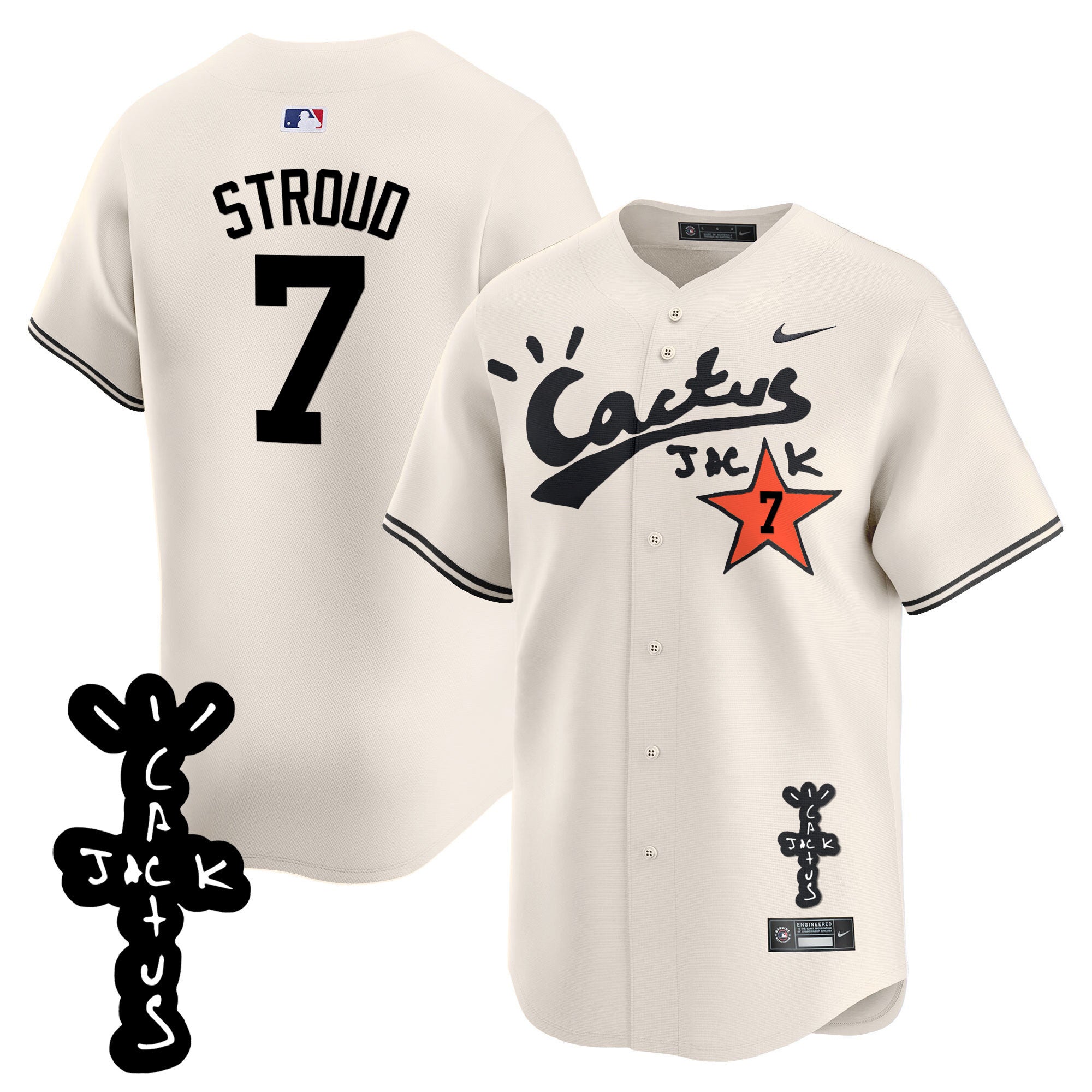 Men’s Houston Cactus Jack Patch Vapor Premier Limited Jersey V2 – Stitched
