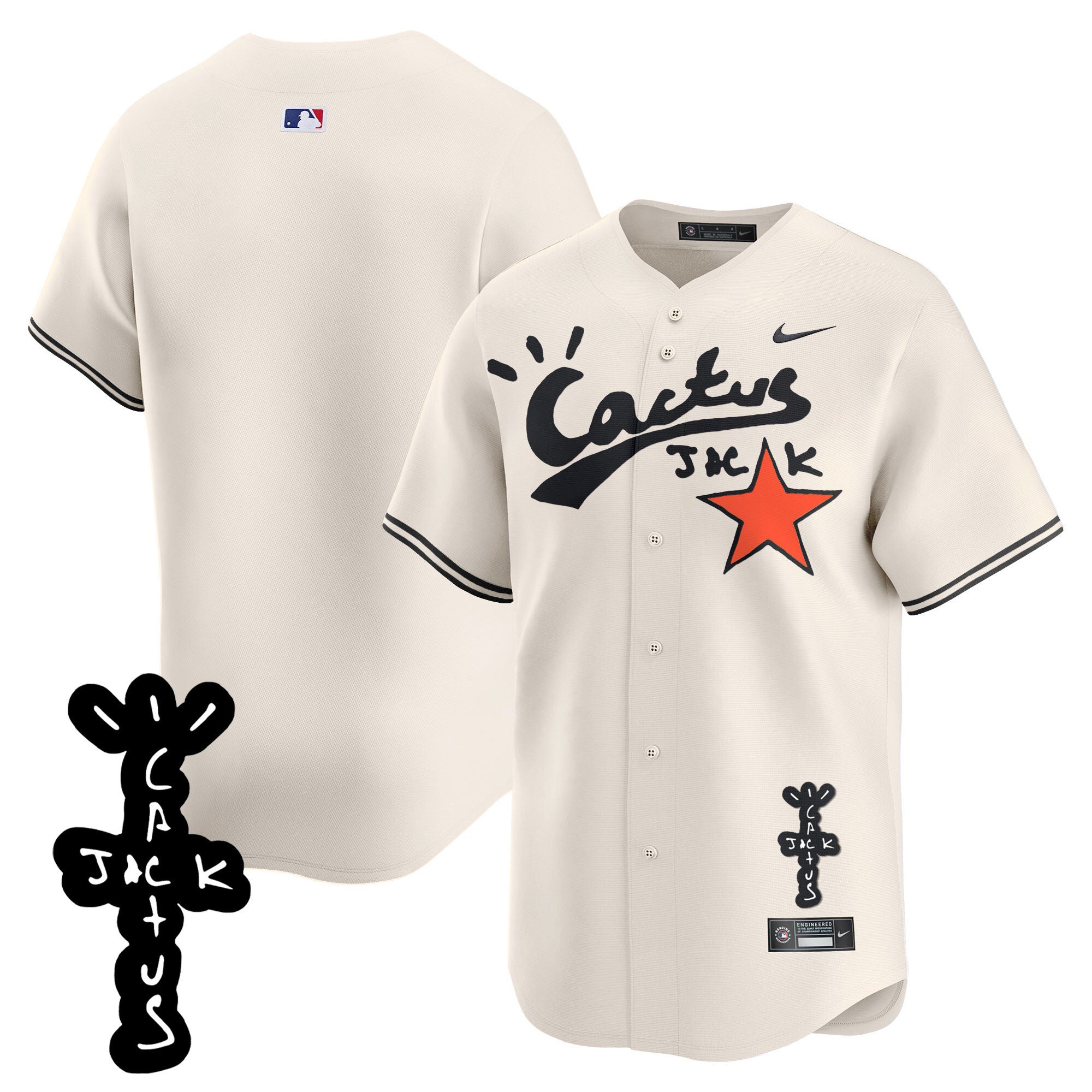 Men’s Houston Cactus Jack Patch Vapor Premier Limited Jersey V2 – Stitched