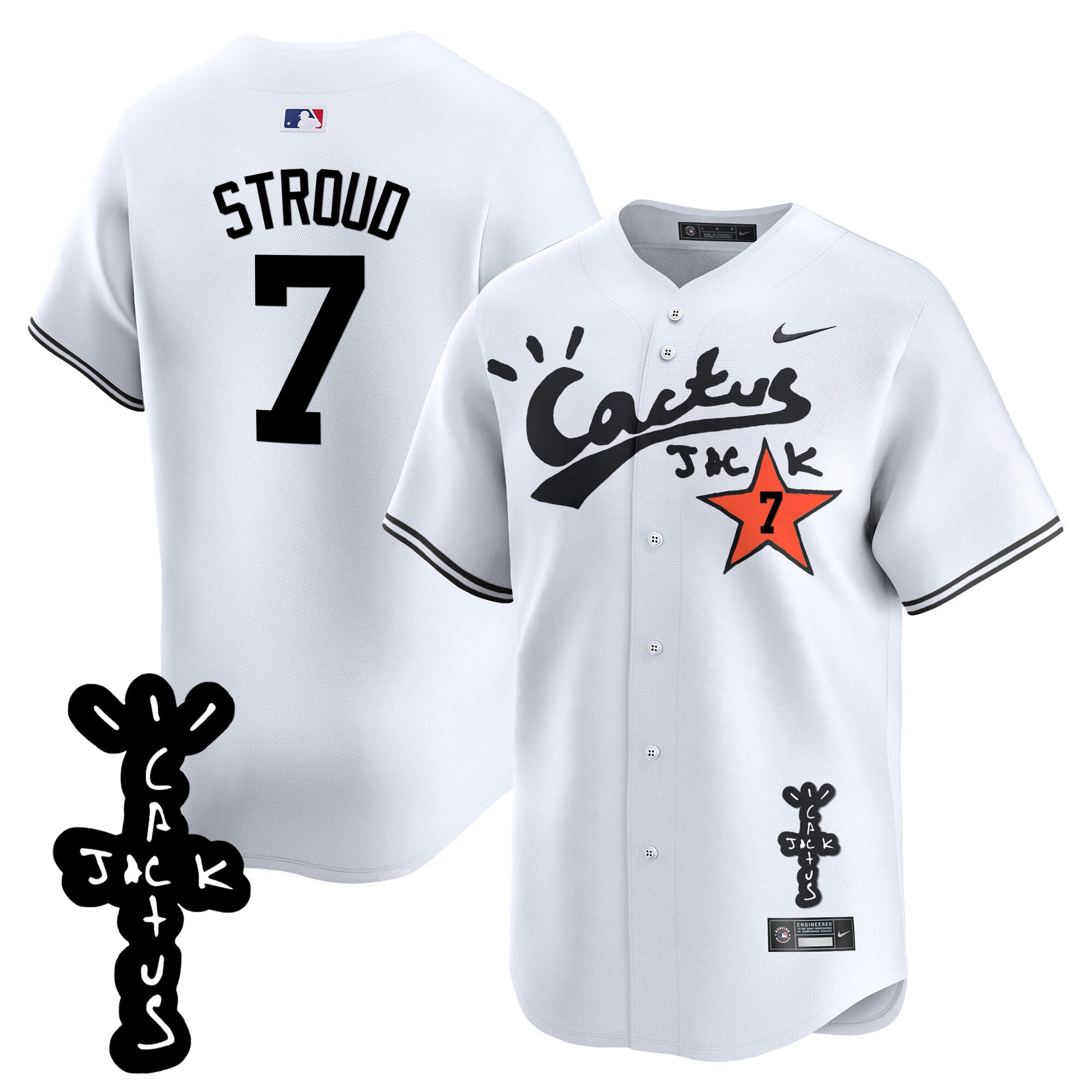 Men’s Houston Cactus Jack Patch Vapor Premier Limited Jersey V2 – Stitched