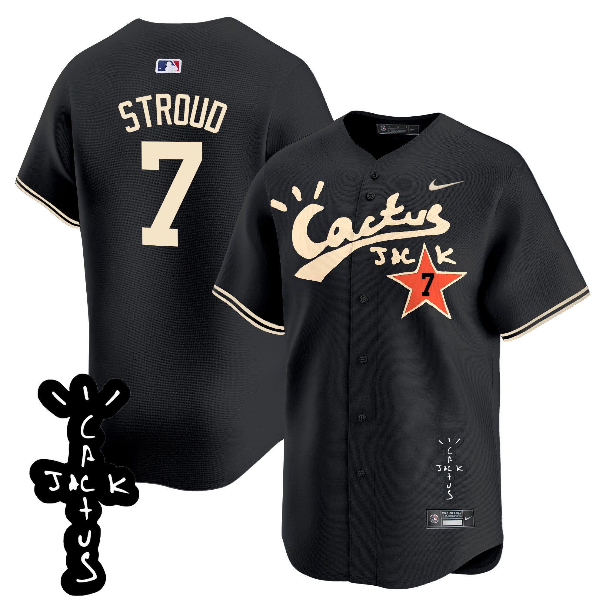 Men’s Houston Cactus Jack Patch Vapor Premier Limited Jersey V2 – Stitched