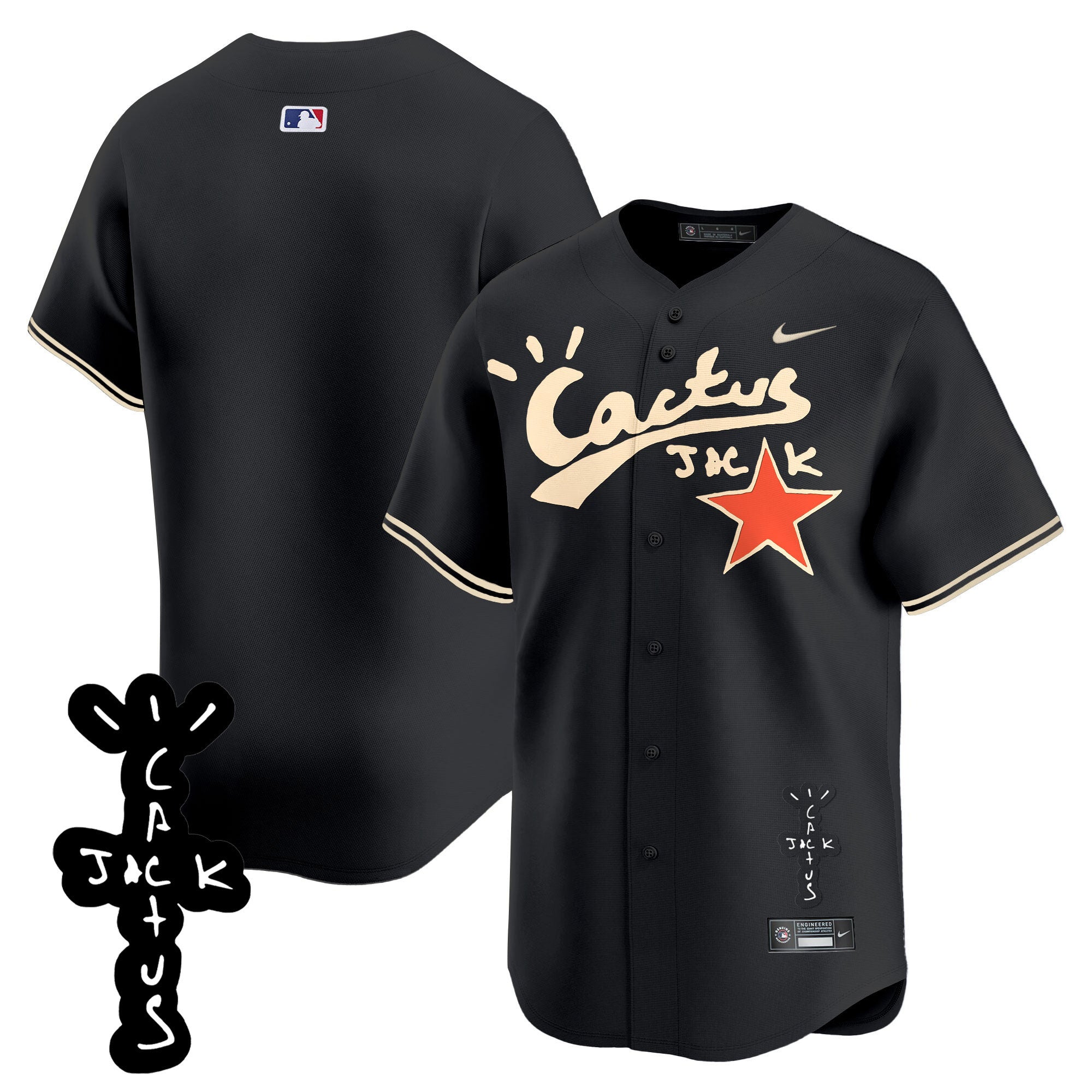 Men’s Houston Cactus Jack Patch Vapor Premier Limited Jersey V2 – Stitched
