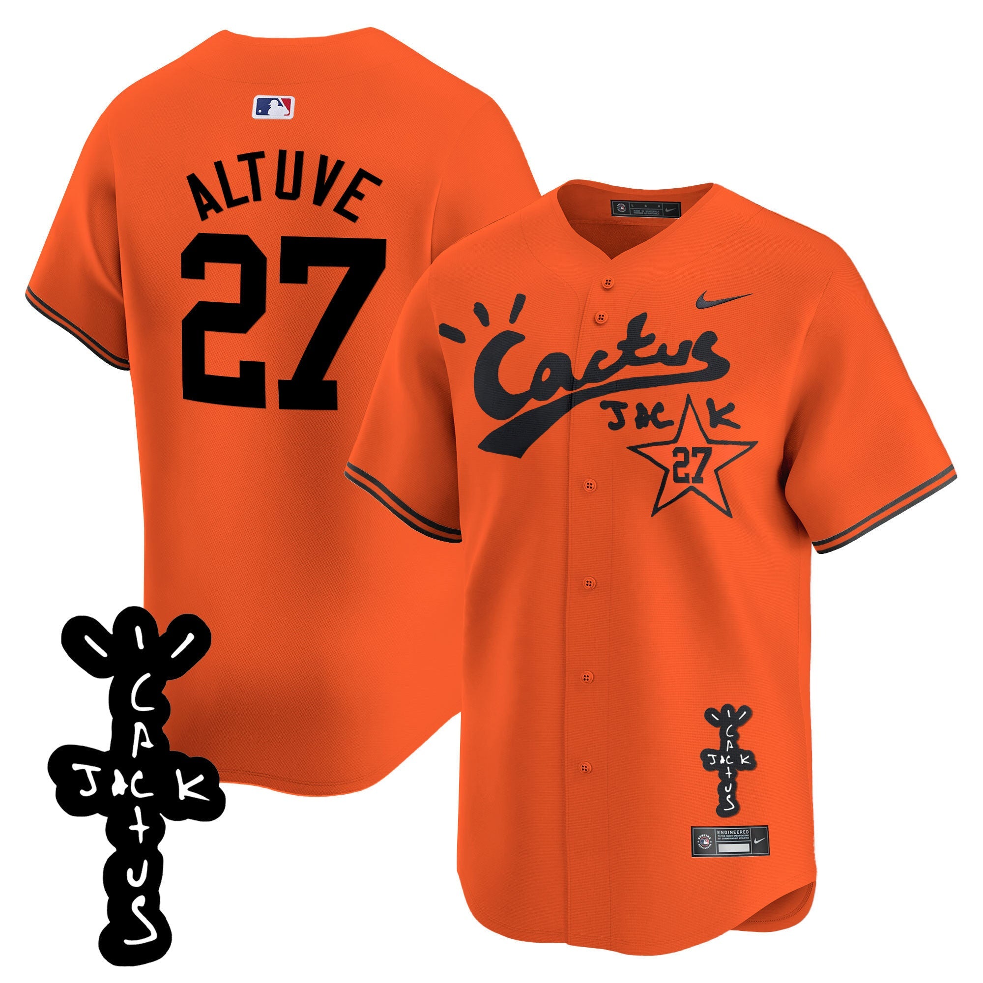 Men’s Houston Cactus Jack Patch Vapor Premier Limited Jersey V2 – Stitched