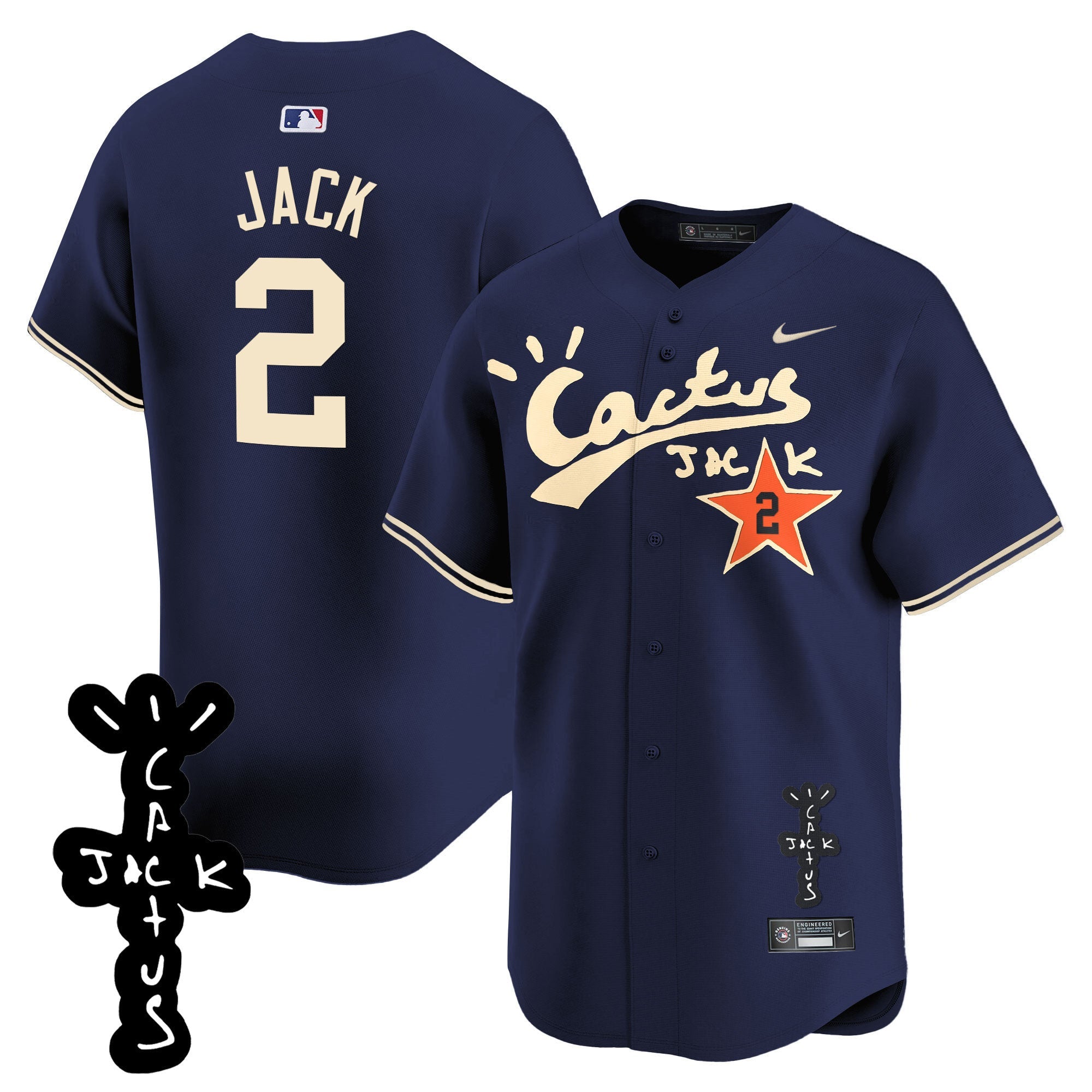 Men’s Houston Cactus Jack Patch Vapor Premier Limited Jersey V2 – Stitched
