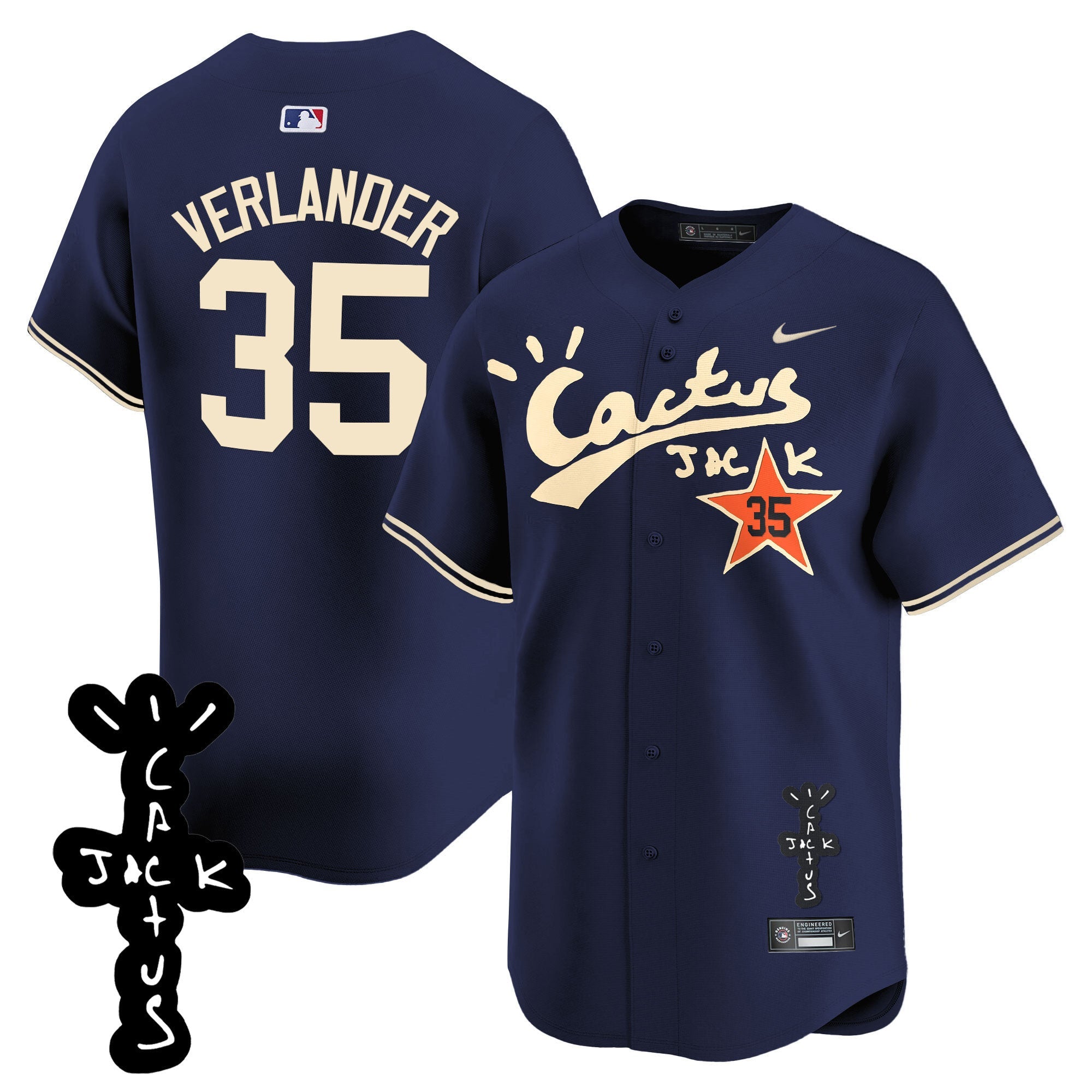 Men’s Houston Cactus Jack Patch Vapor Premier Limited Jersey V2 – Stitched