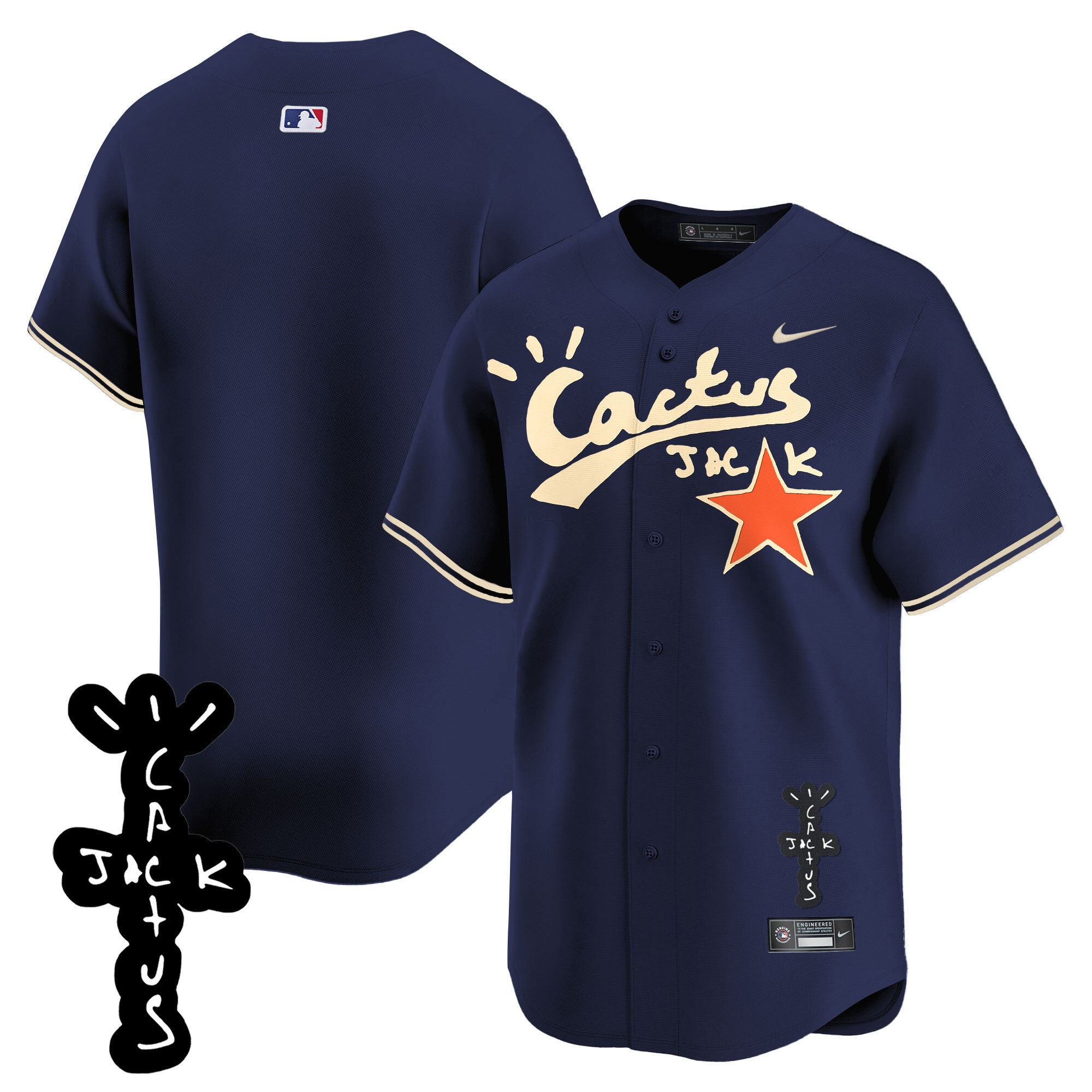 Men’s Houston Cactus Jack Patch Vapor Premier Limited Jersey V2 – Stitched