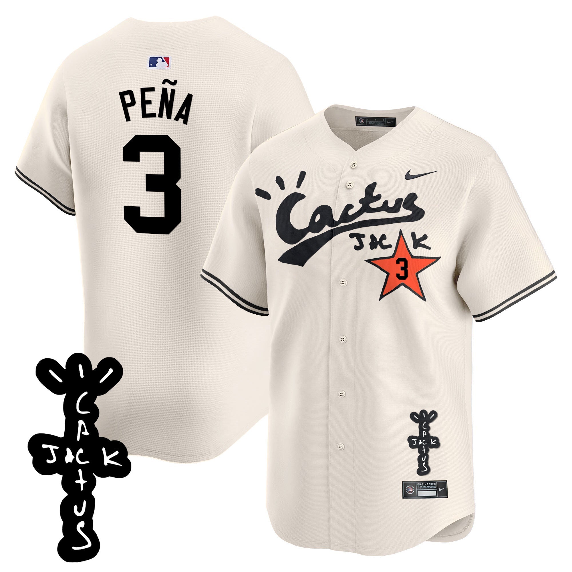 Men’s Houston Cactus Jack Patch Vapor Premier Limited Jersey V2 – Stitched