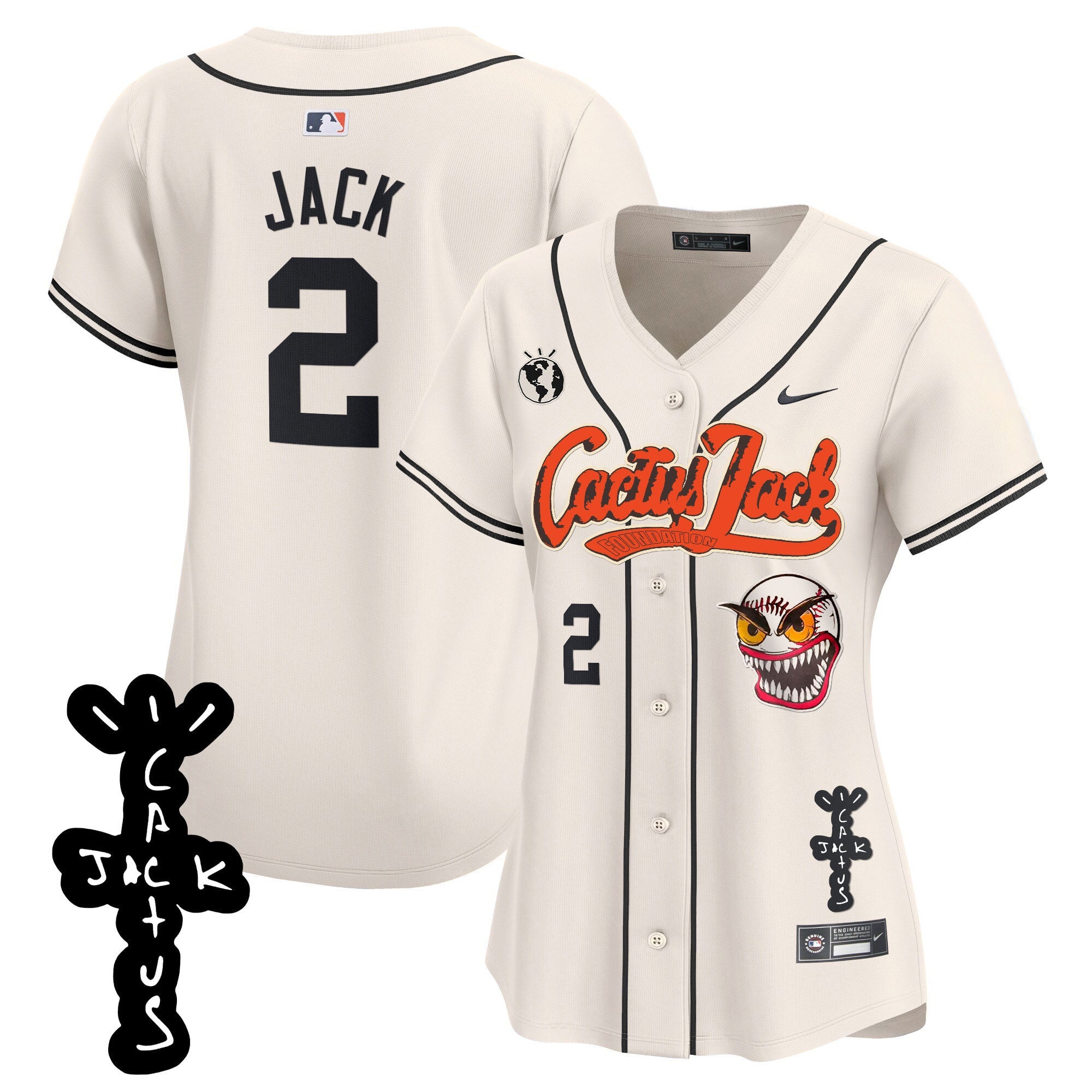 Women’s Houston Cactus Jack Patch Vapor Premier Limited Jersey – Stitched
