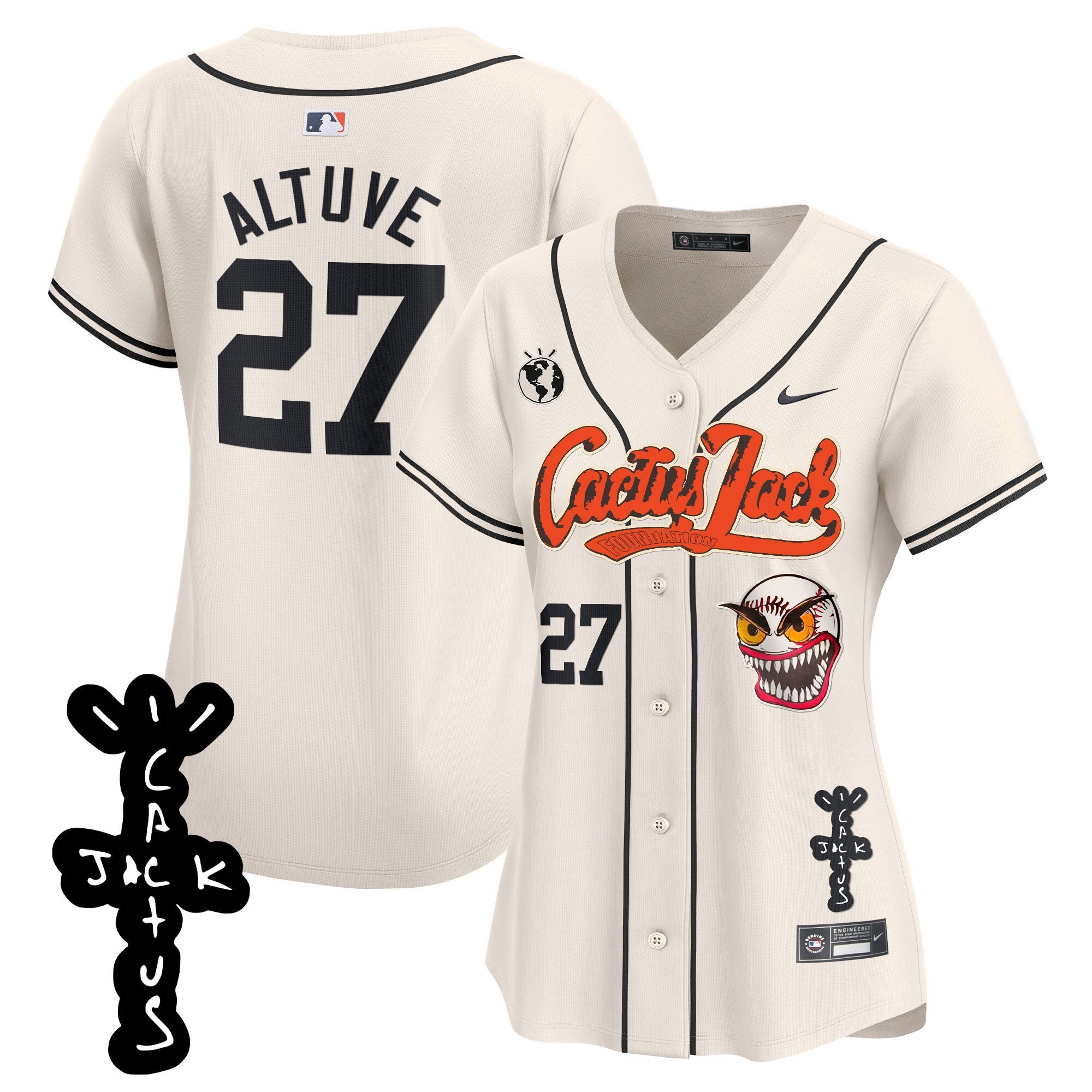 Women’s Houston Cactus Jack Patch Vapor Premier Limited Jersey – Stitched