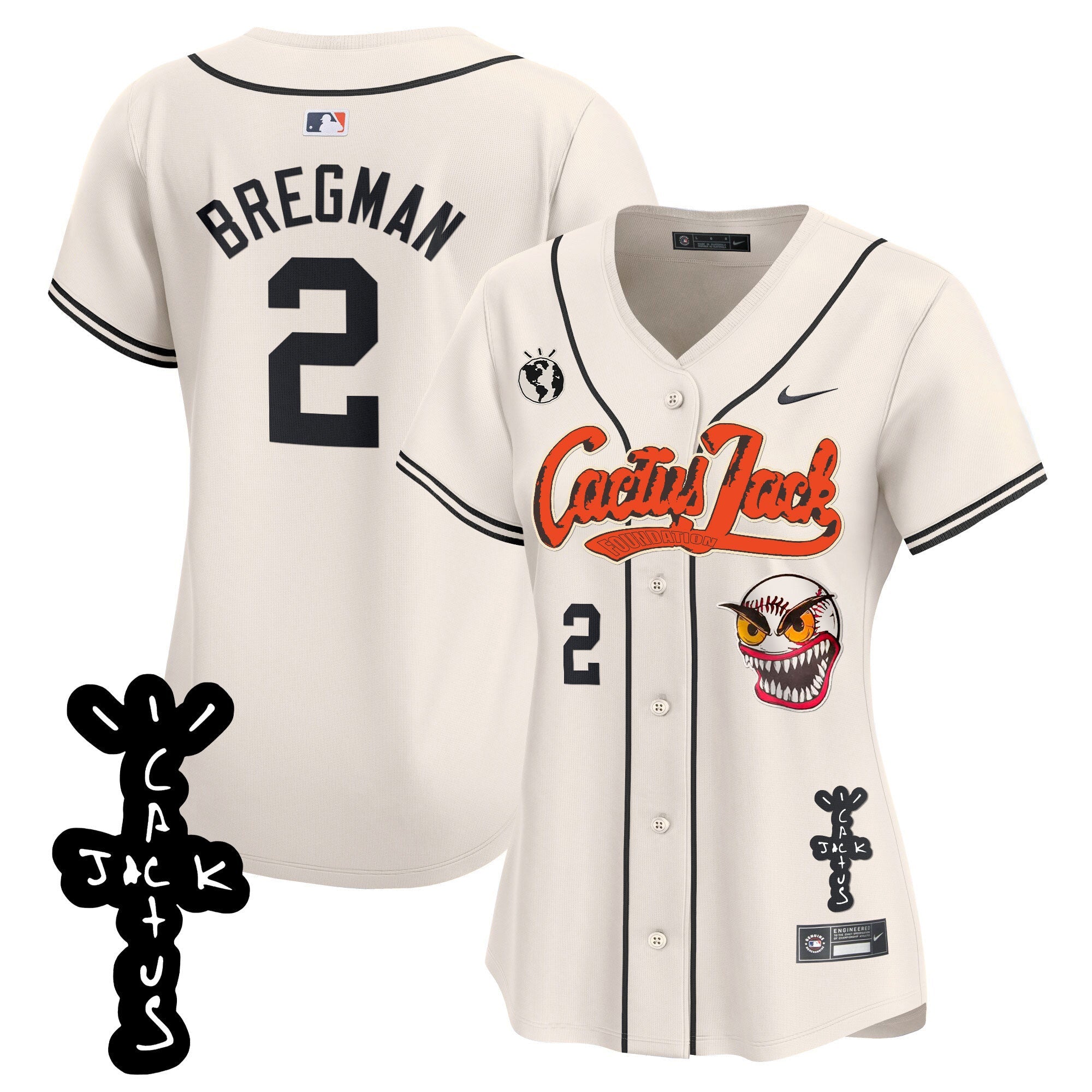 Women’s Houston Cactus Jack Patch Vapor Premier Limited Jersey – Stitched