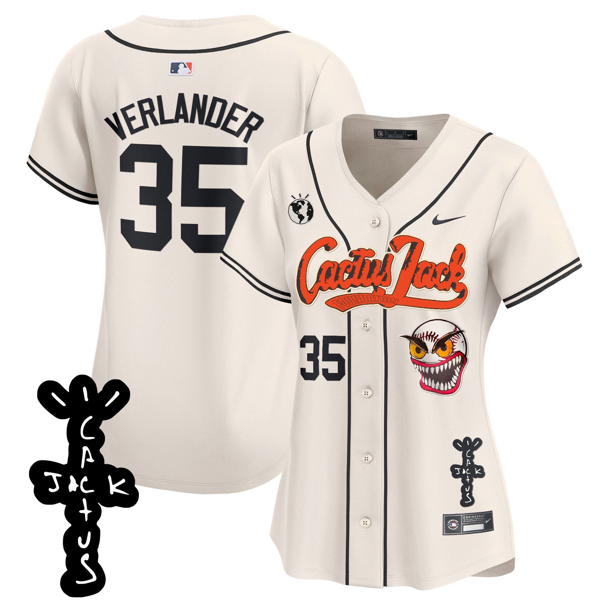 Women’s Houston Cactus Jack Patch Vapor Premier Limited Jersey – Stitched