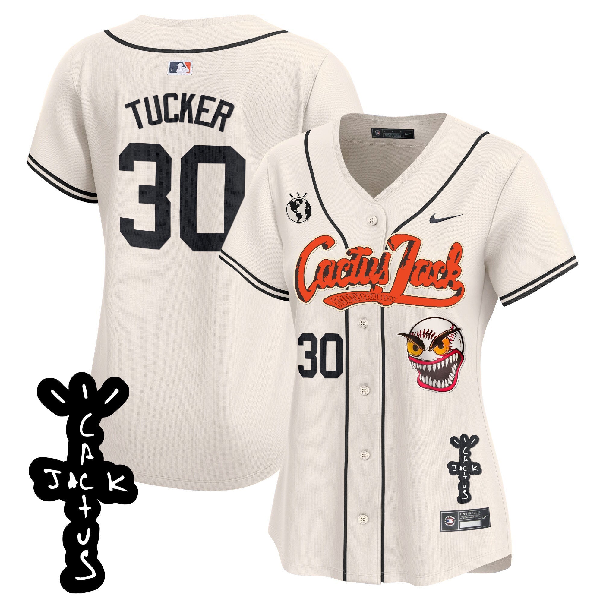 Women’s Houston Cactus Jack Patch Vapor Premier Limited Jersey – Stitched