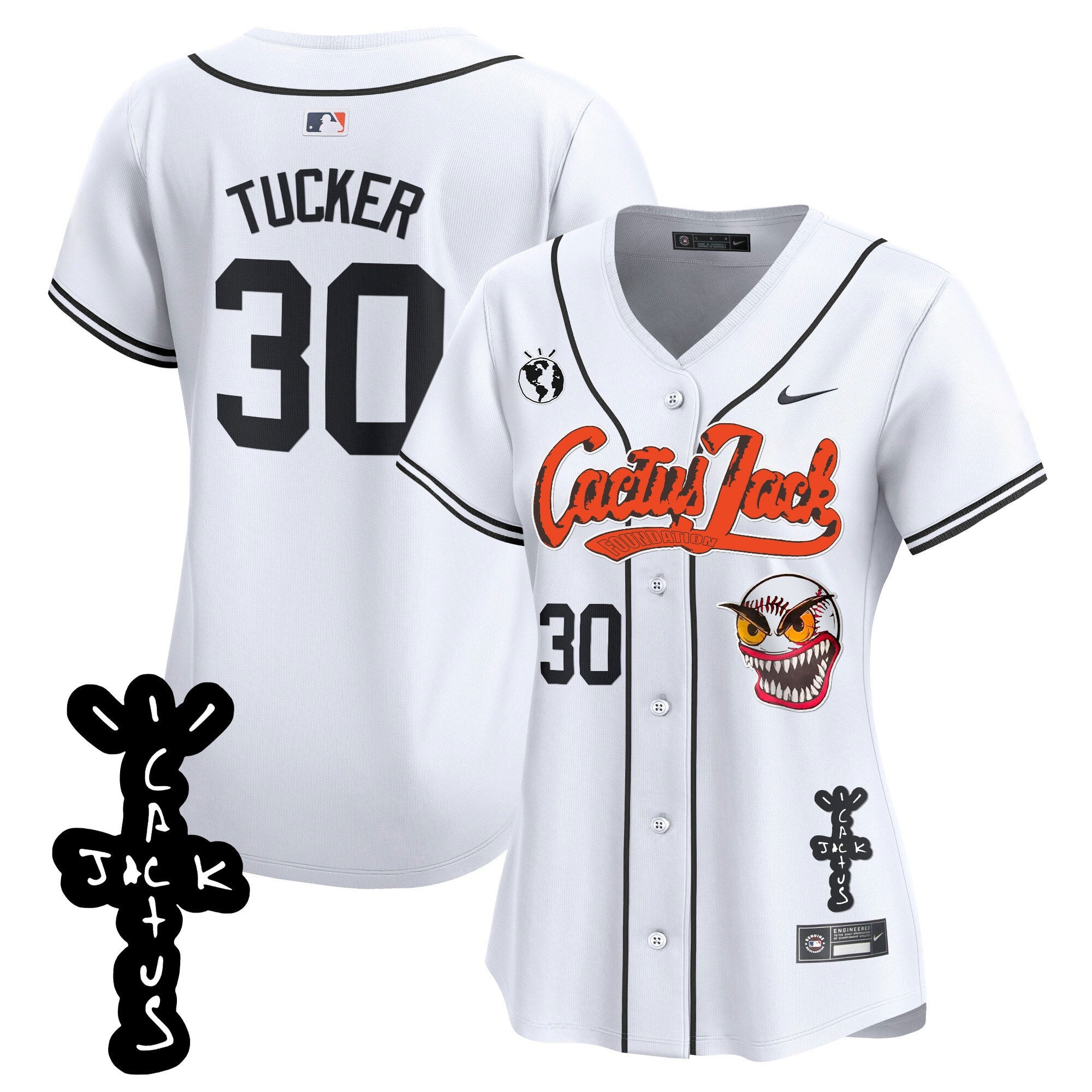 Women’s Houston Cactus Jack Patch Vapor Premier Limited Jersey – Stitched