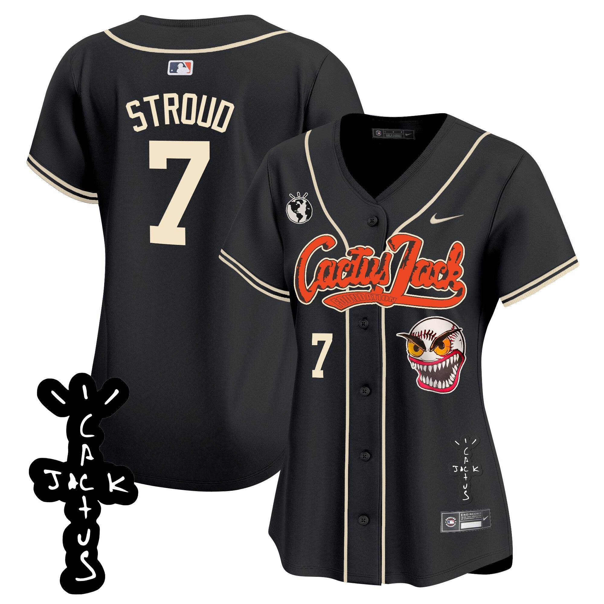 Women’s Houston Cactus Jack Patch Vapor Premier Limited Jersey – Stitched
