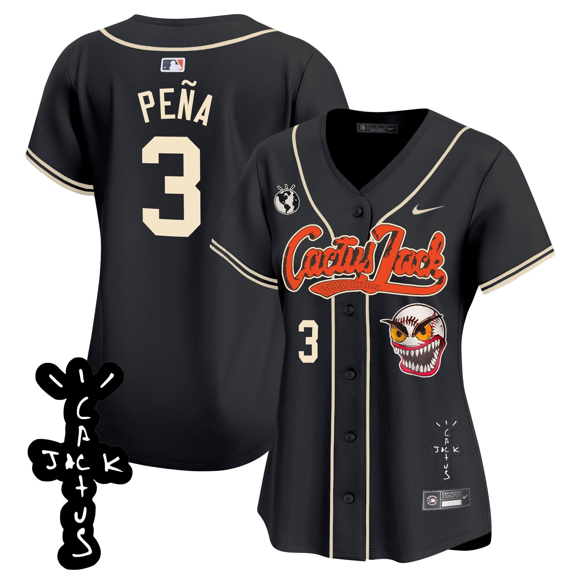 Women’s Houston Cactus Jack Patch Vapor Premier Limited Jersey – Stitched