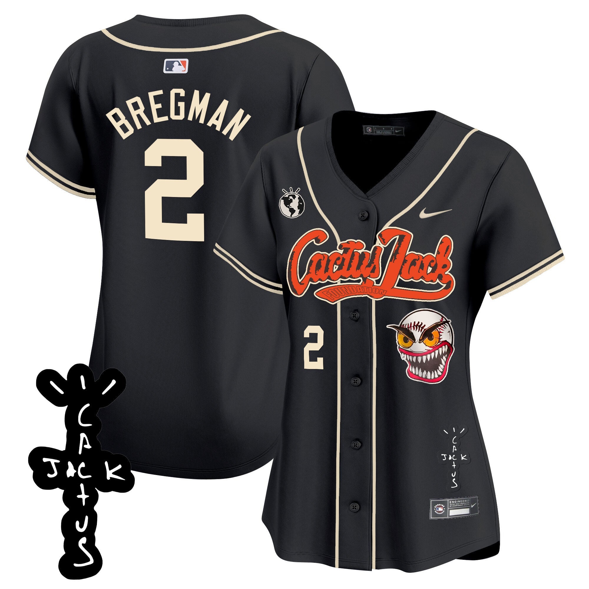 Women’s Houston Cactus Jack Patch Vapor Premier Limited Jersey – Stitched