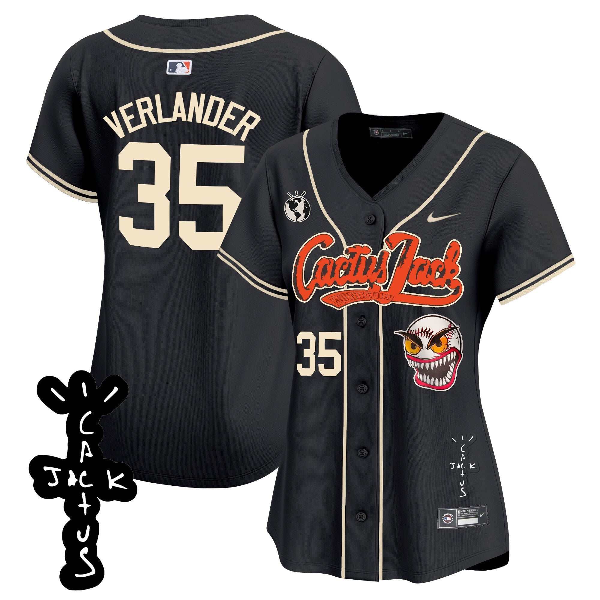 Women’s Houston Cactus Jack Patch Vapor Premier Limited Jersey – Stitched