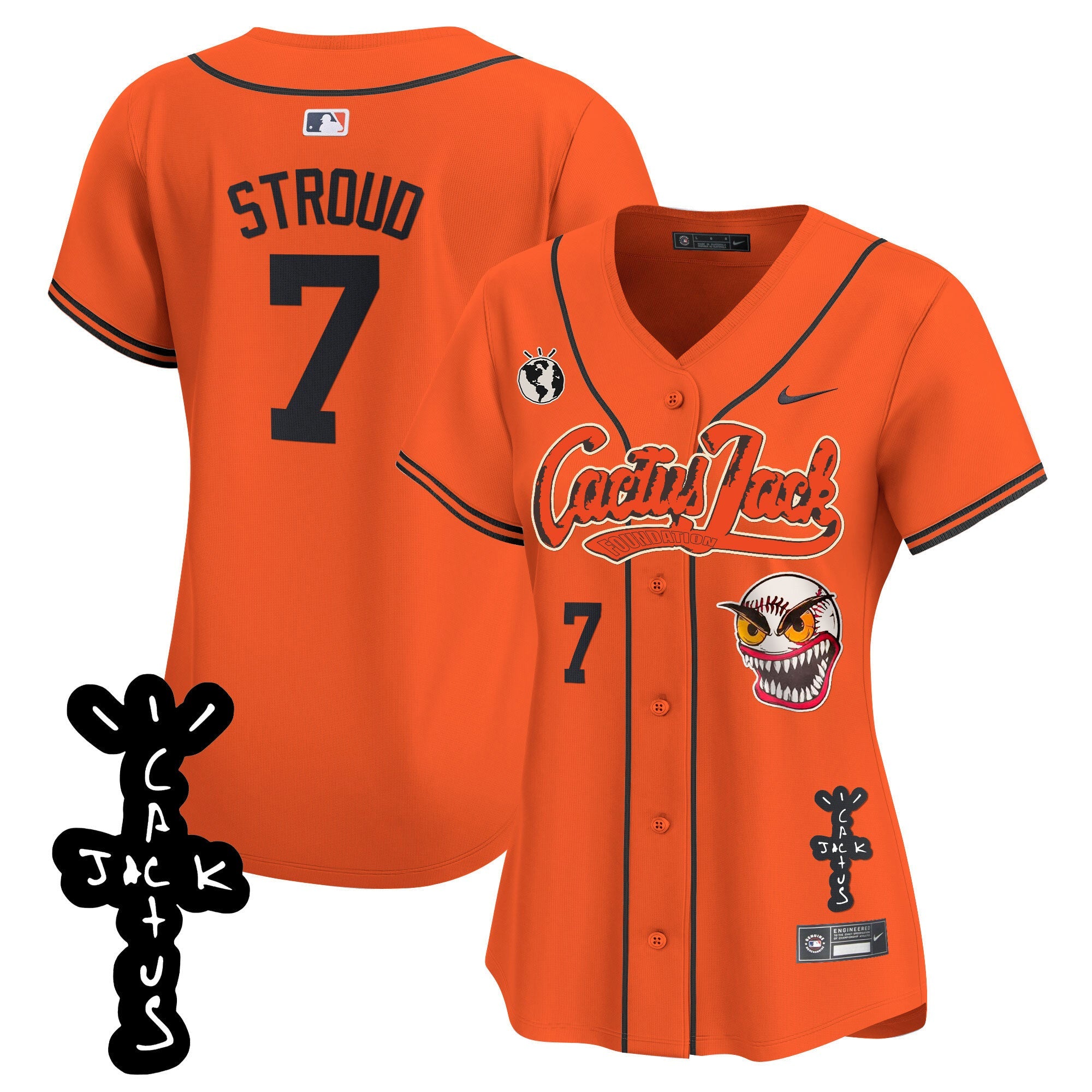 Women’s Houston Cactus Jack Patch Vapor Premier Limited Jersey – Stitched