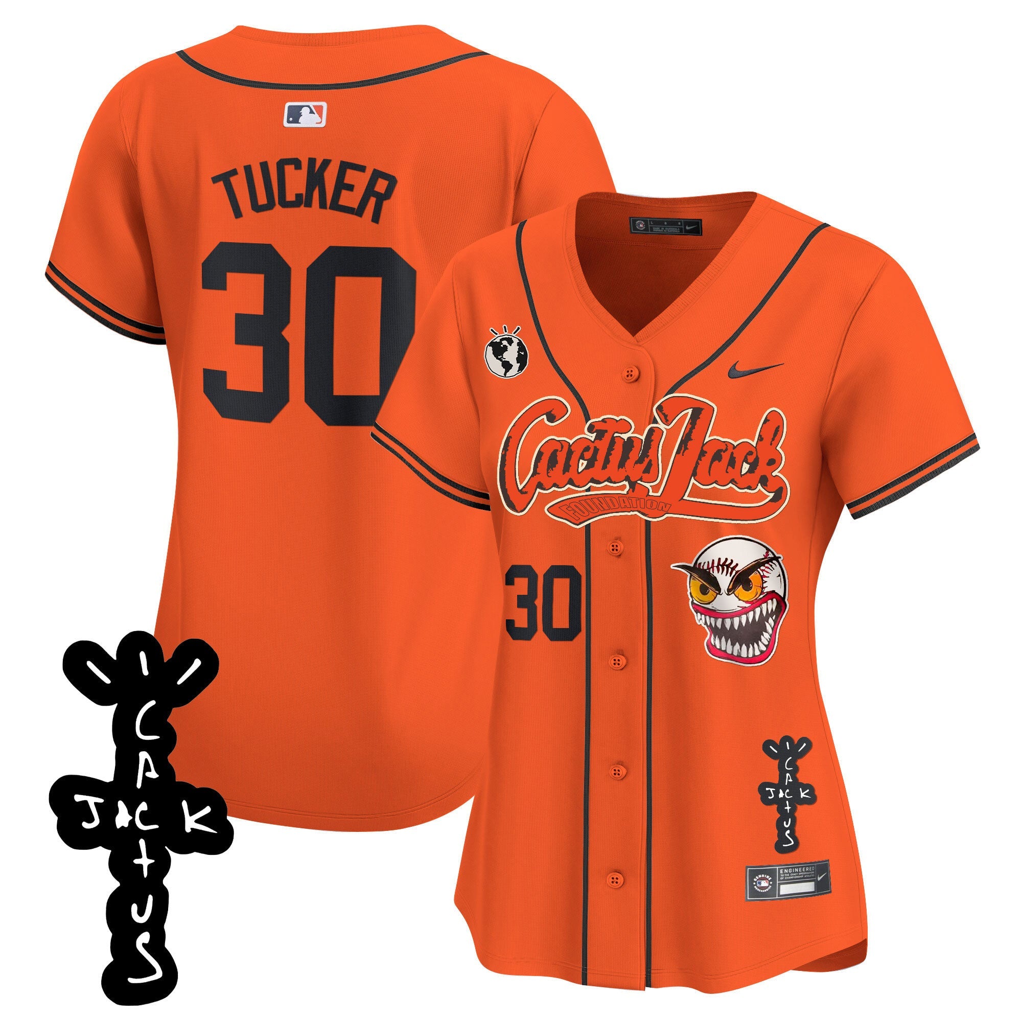 Women’s Houston Cactus Jack Patch Vapor Premier Limited Jersey – Stitched