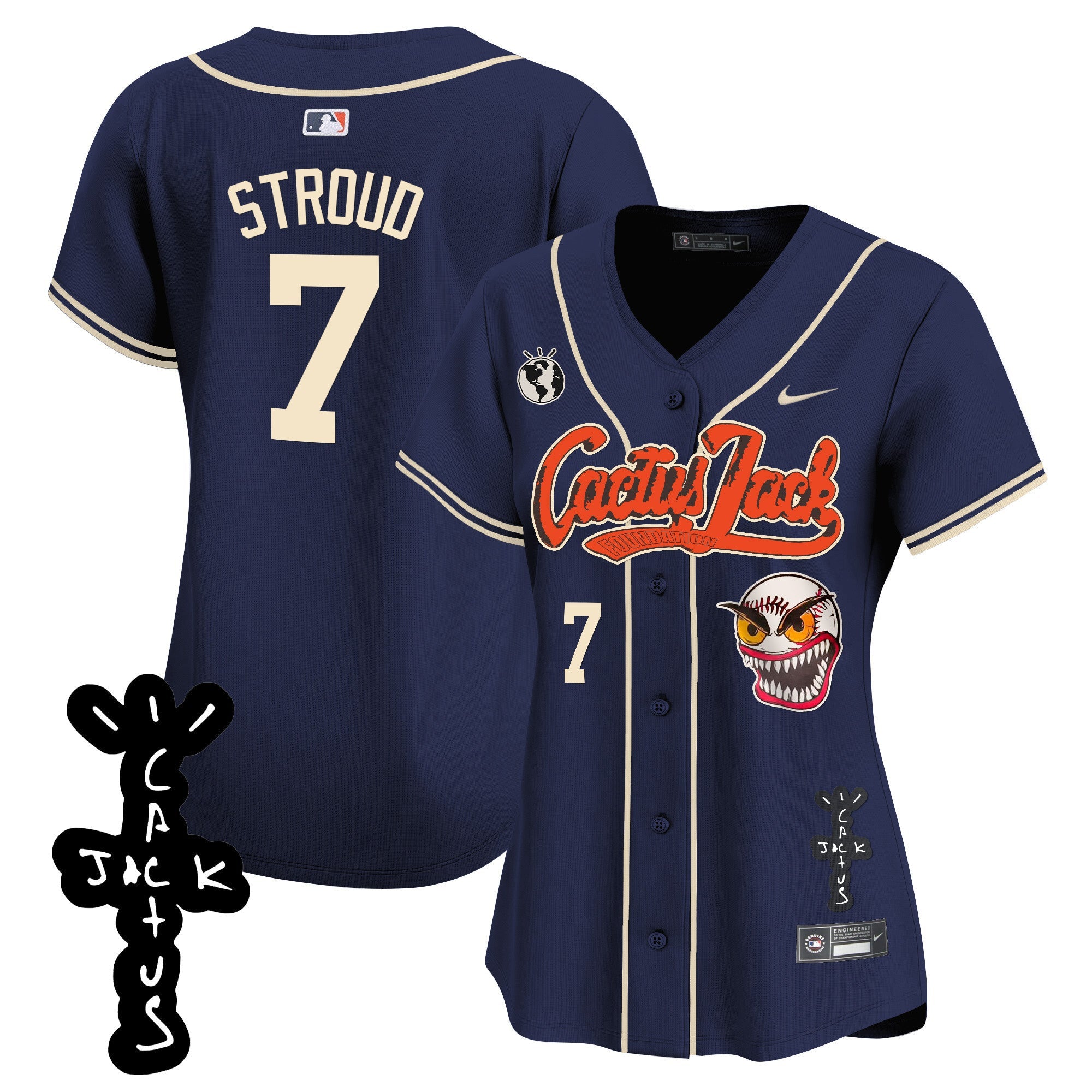 Women’s Houston Cactus Jack Patch Vapor Premier Limited Jersey – Stitched