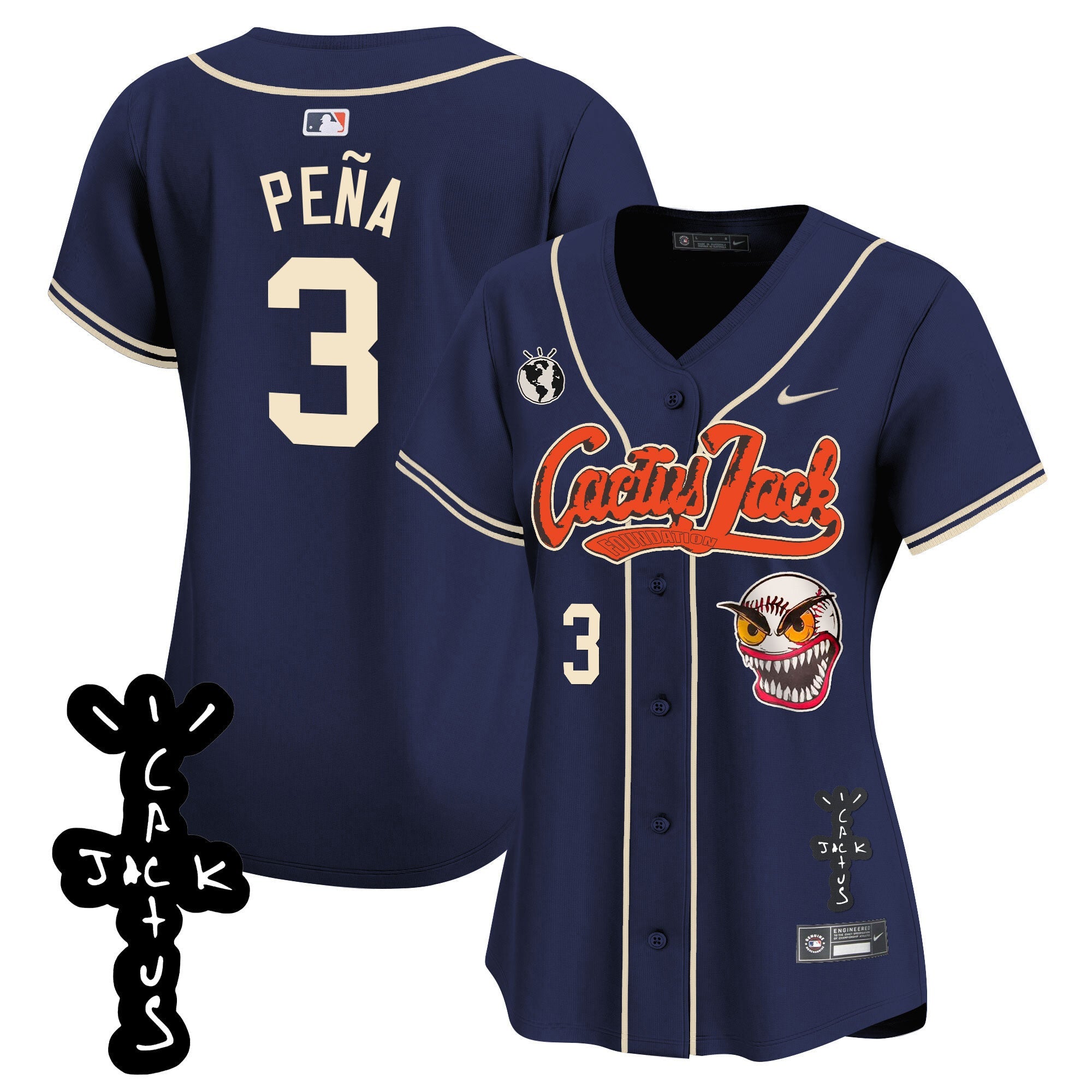 Women’s Houston Cactus Jack Patch Vapor Premier Limited Jersey – Stitched