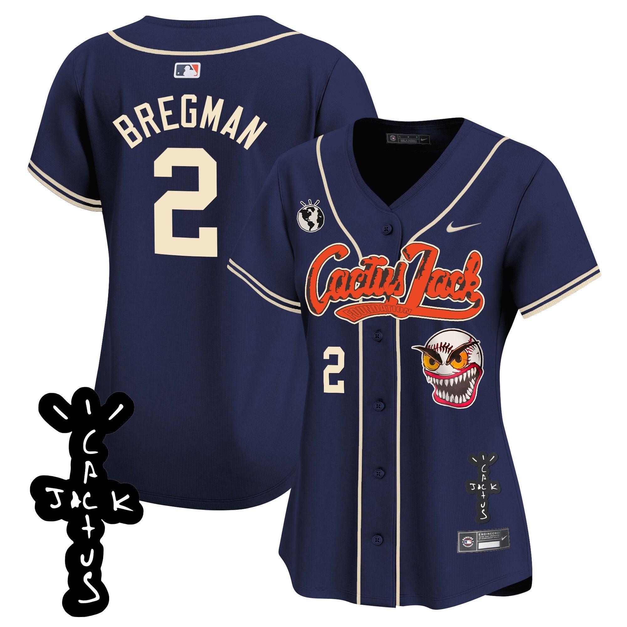 Women’s Houston Cactus Jack Patch Vapor Premier Limited Jersey – Stitched