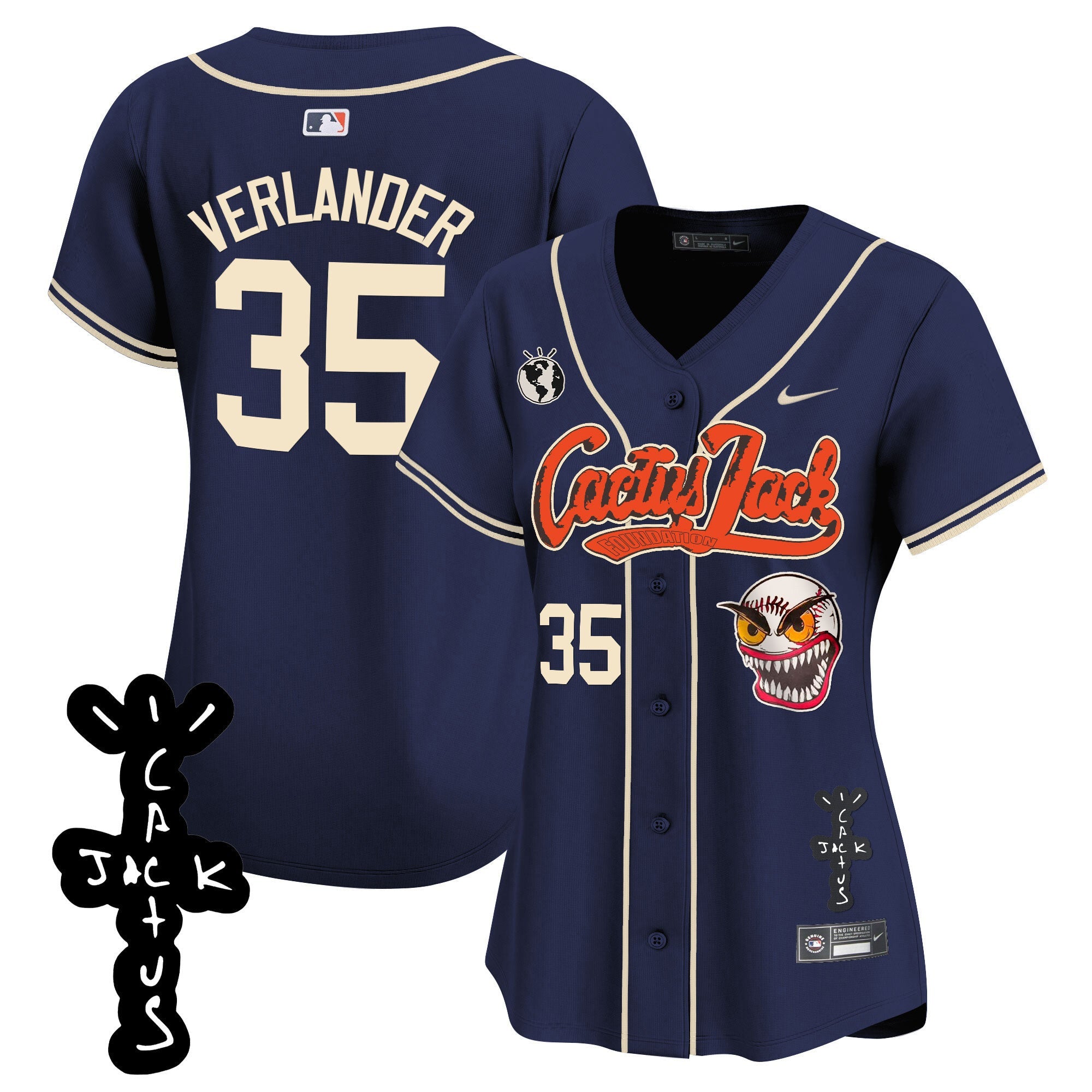 Women’s Houston Cactus Jack Patch Vapor Premier Limited Jersey – Stitched