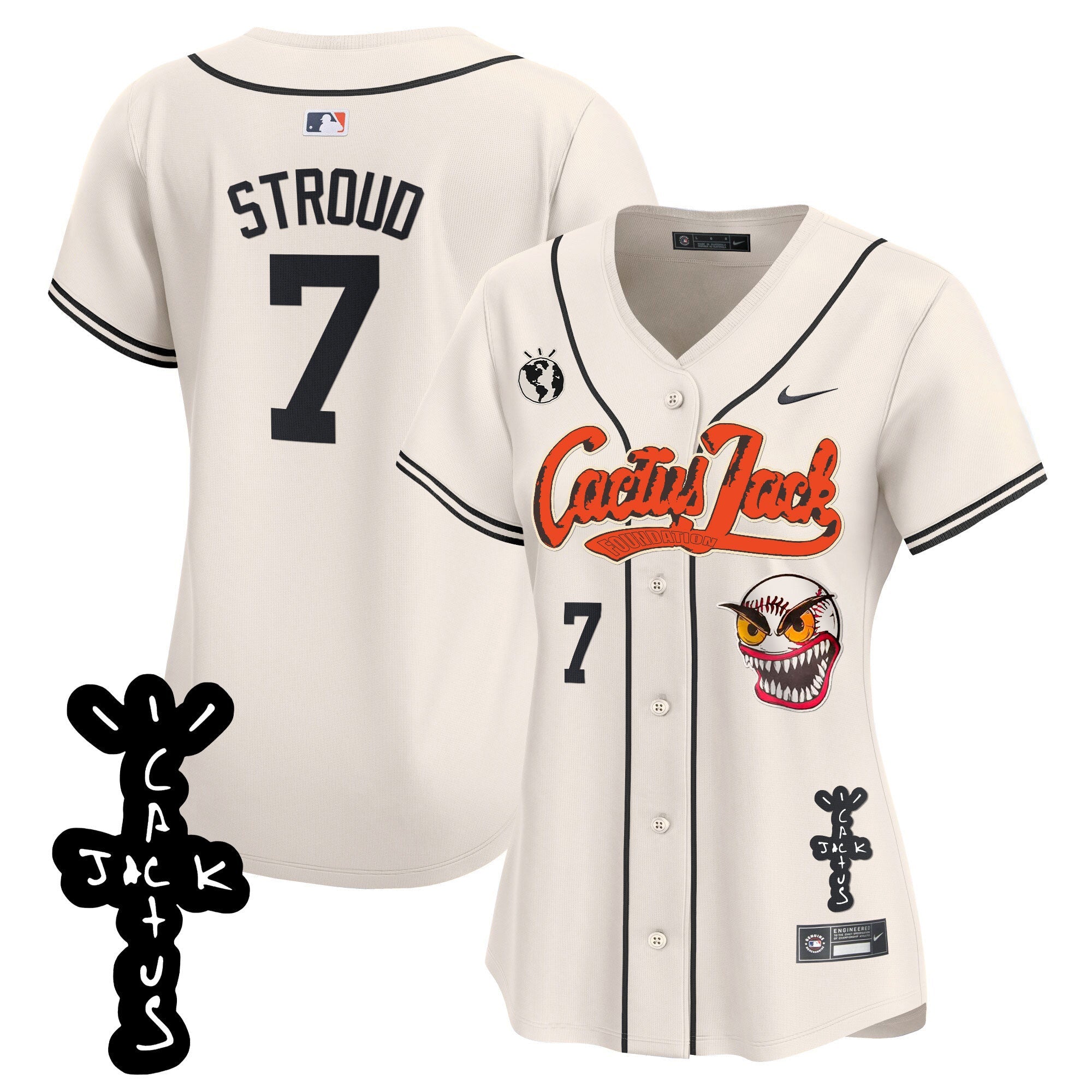 Women’s Houston Cactus Jack Patch Vapor Premier Limited Jersey – Stitched
