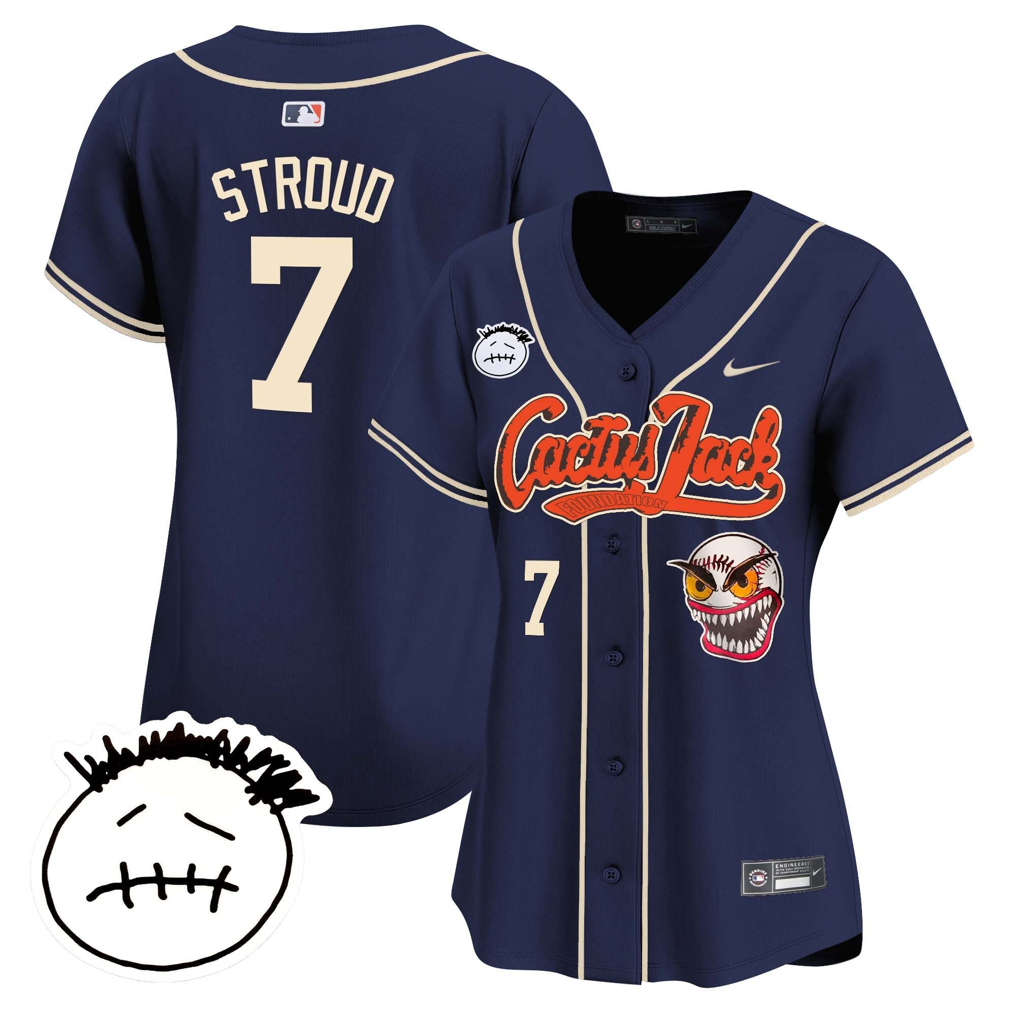 Women’s Houston Cactus Jack Patch Vapor Premier Limited Jersey V3 – Stitched