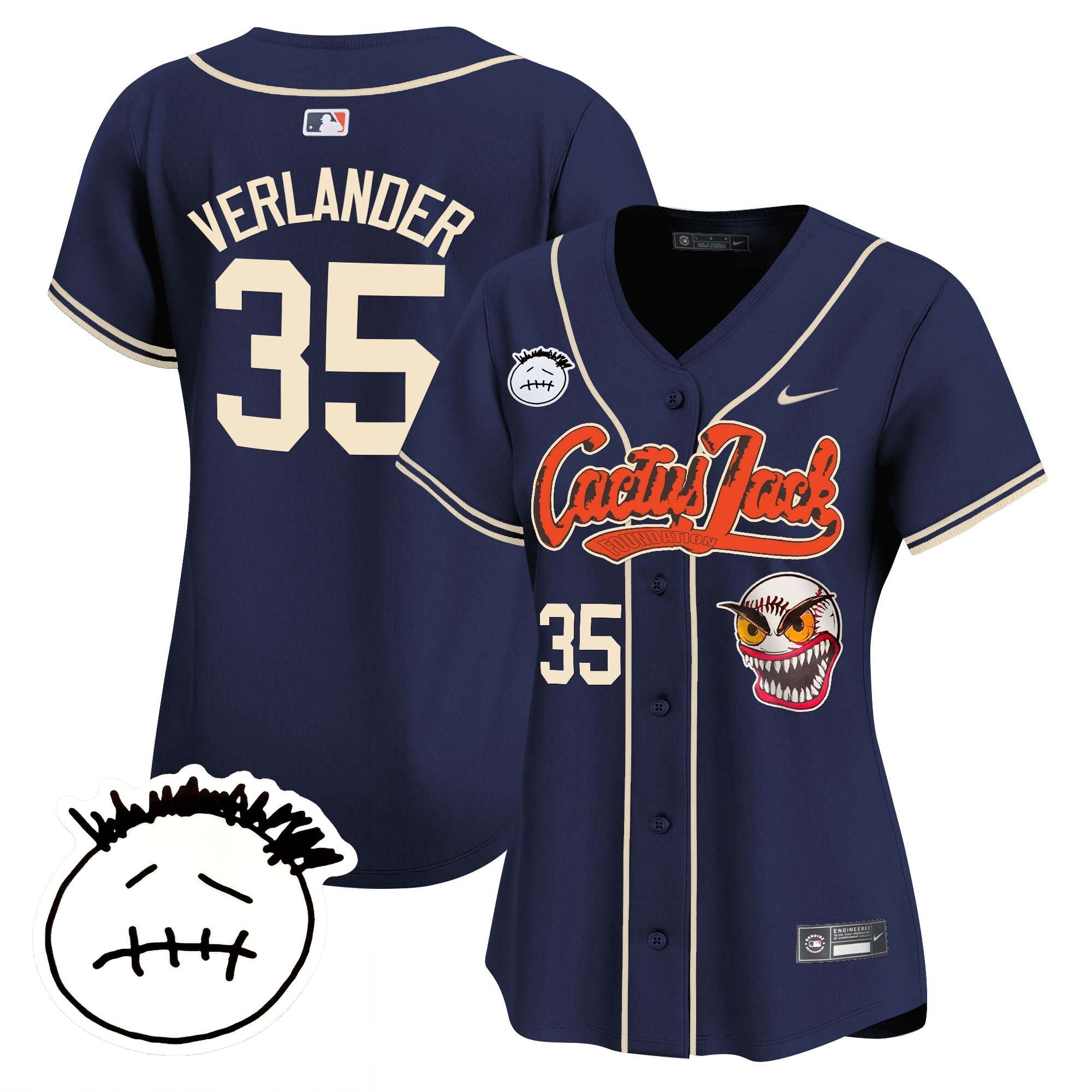 Women’s Houston Cactus Jack Patch Vapor Premier Limited Jersey V3 – Stitched