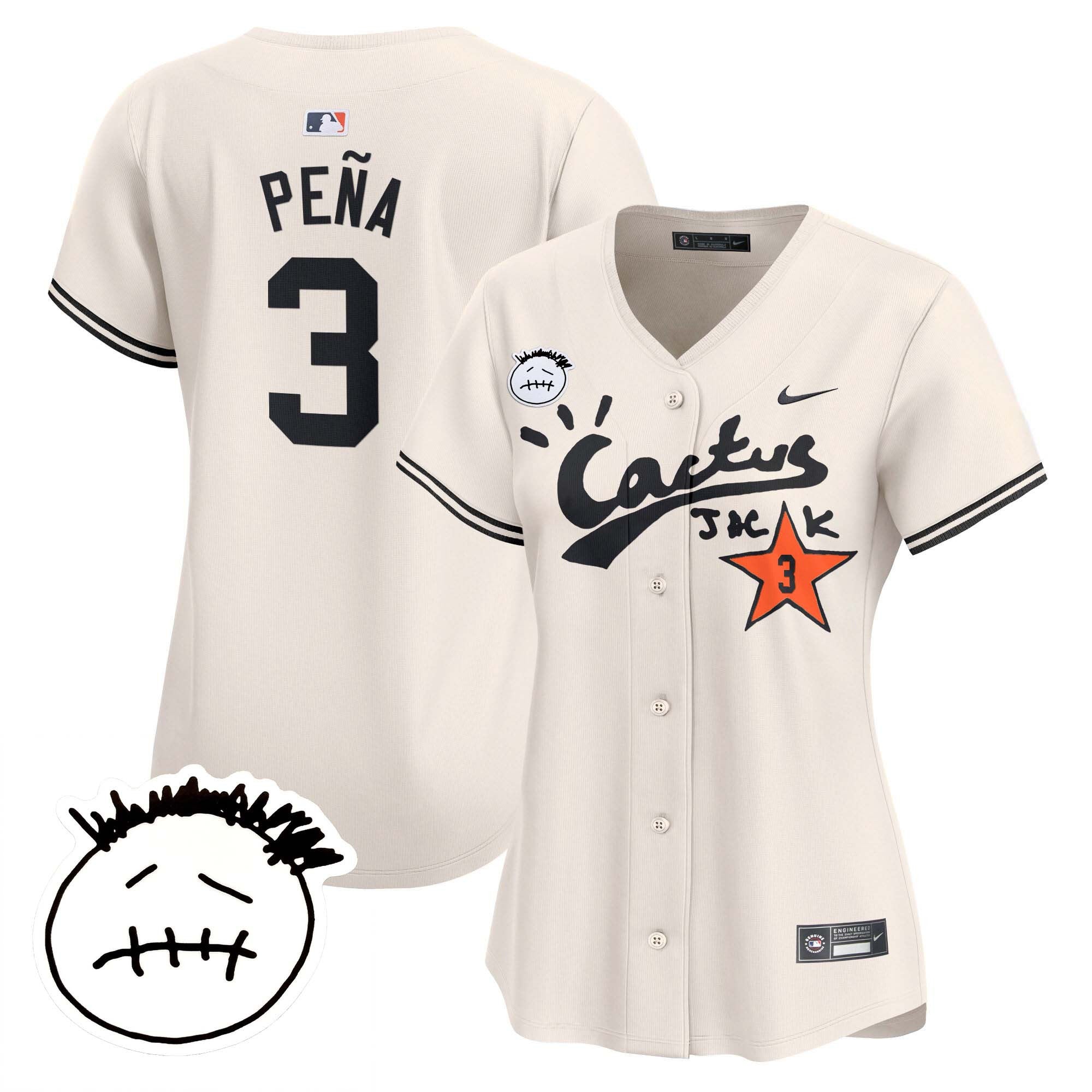Women’s Houston Cactus Jack Patch Vapor Premier Limited Jersey V4 – Stitched