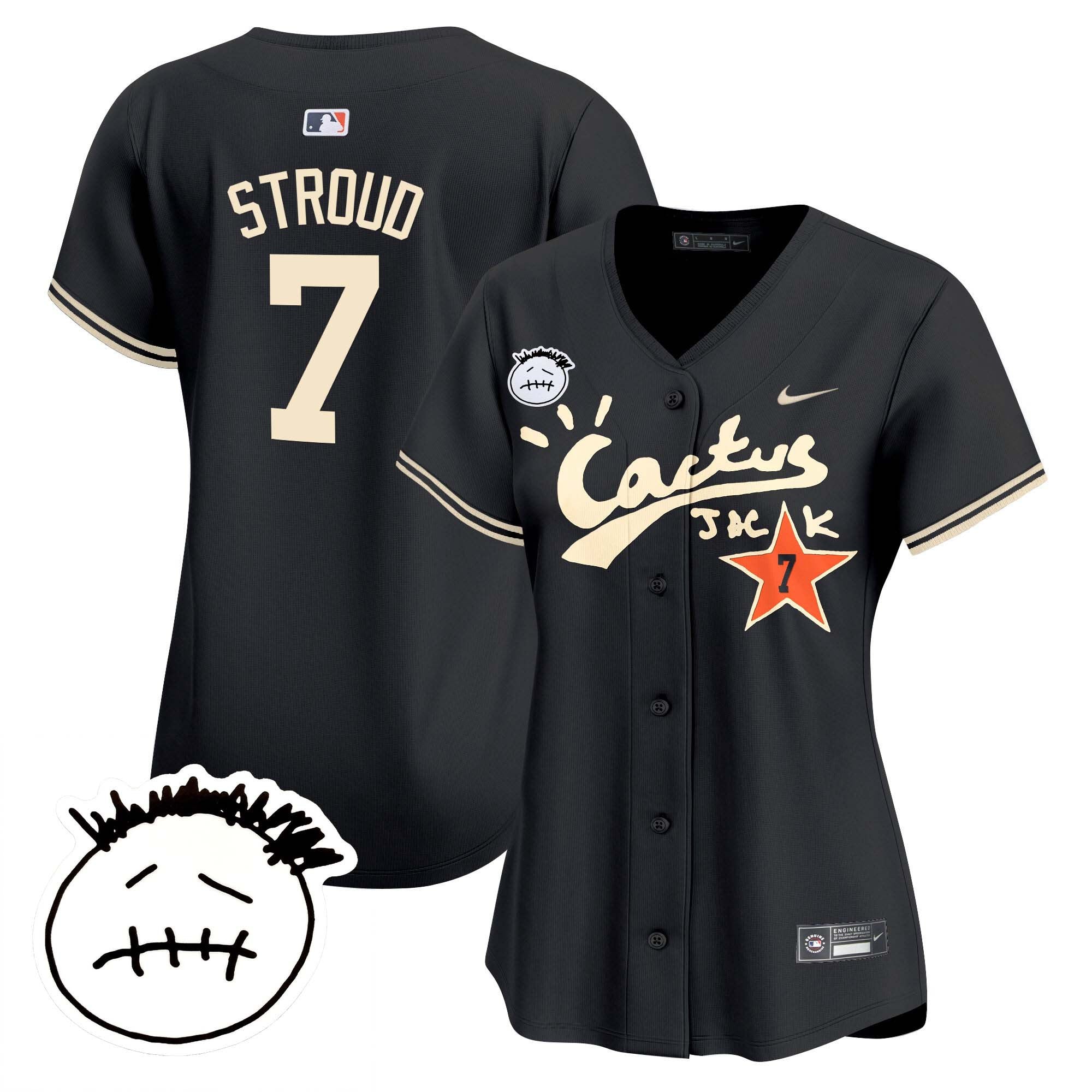 Women’s Houston Cactus Jack Patch Vapor Premier Limited Jersey V4 – Stitched