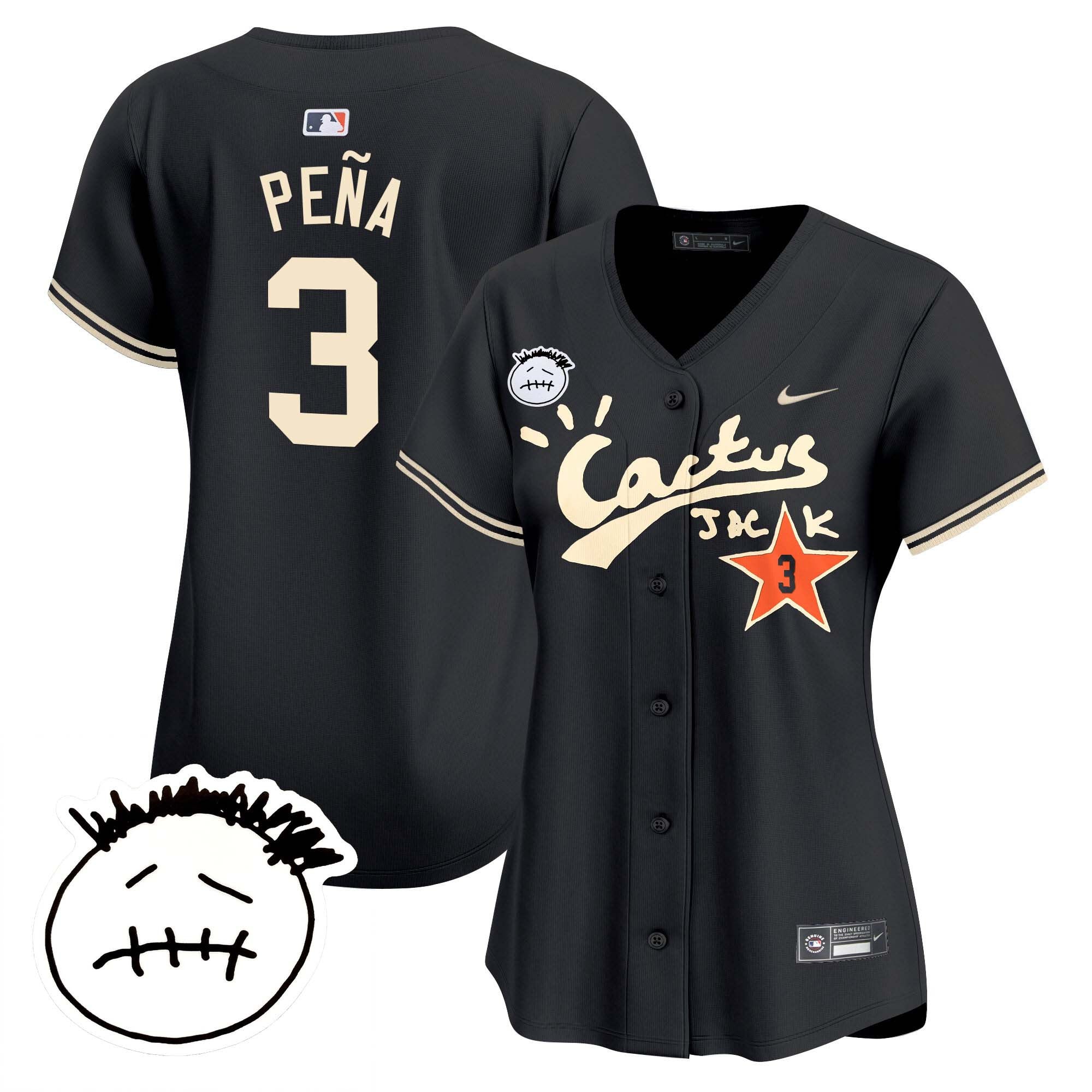 Women’s Houston Cactus Jack Patch Vapor Premier Limited Jersey V4 – Stitched