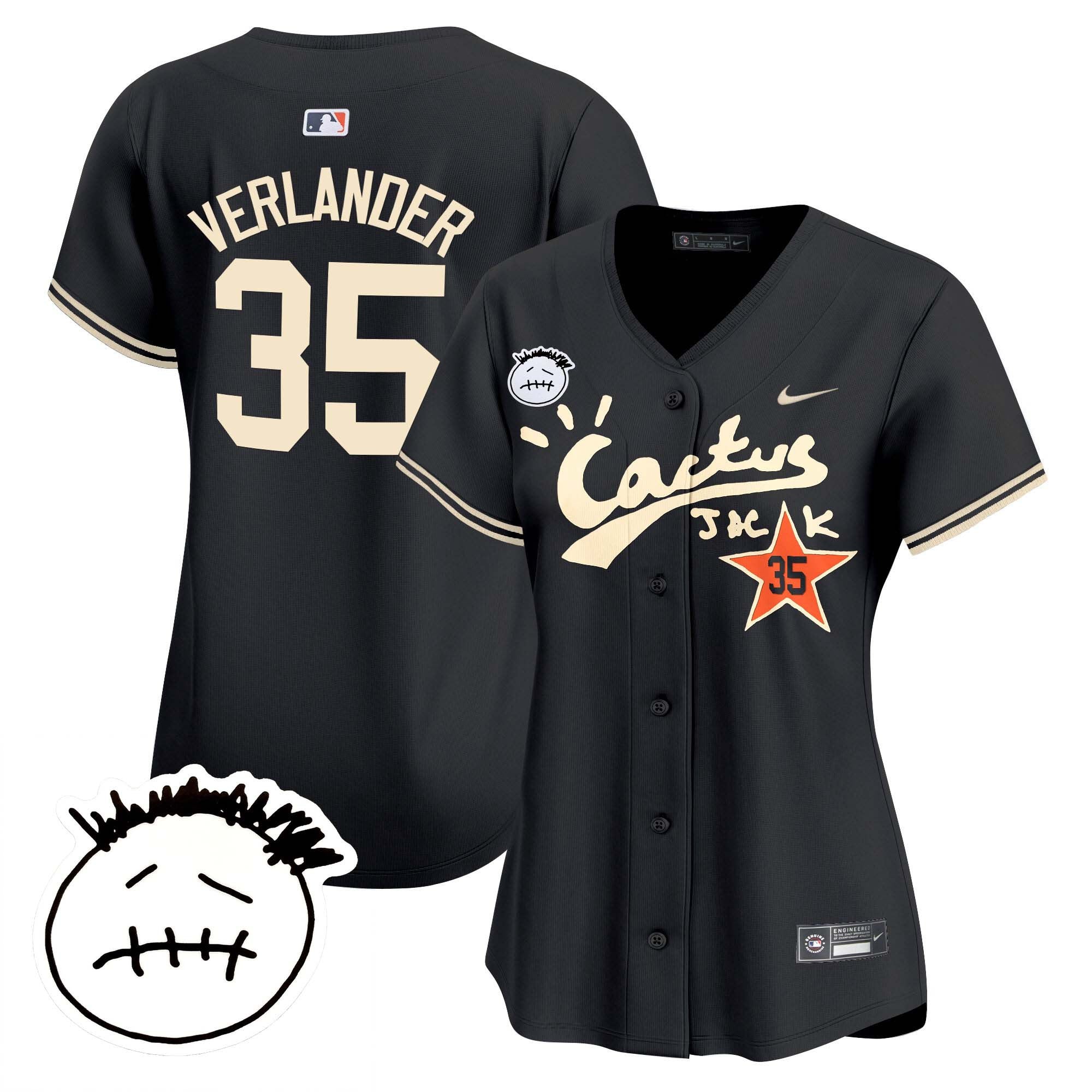 Women’s Houston Cactus Jack Patch Vapor Premier Limited Jersey V4 – Stitched