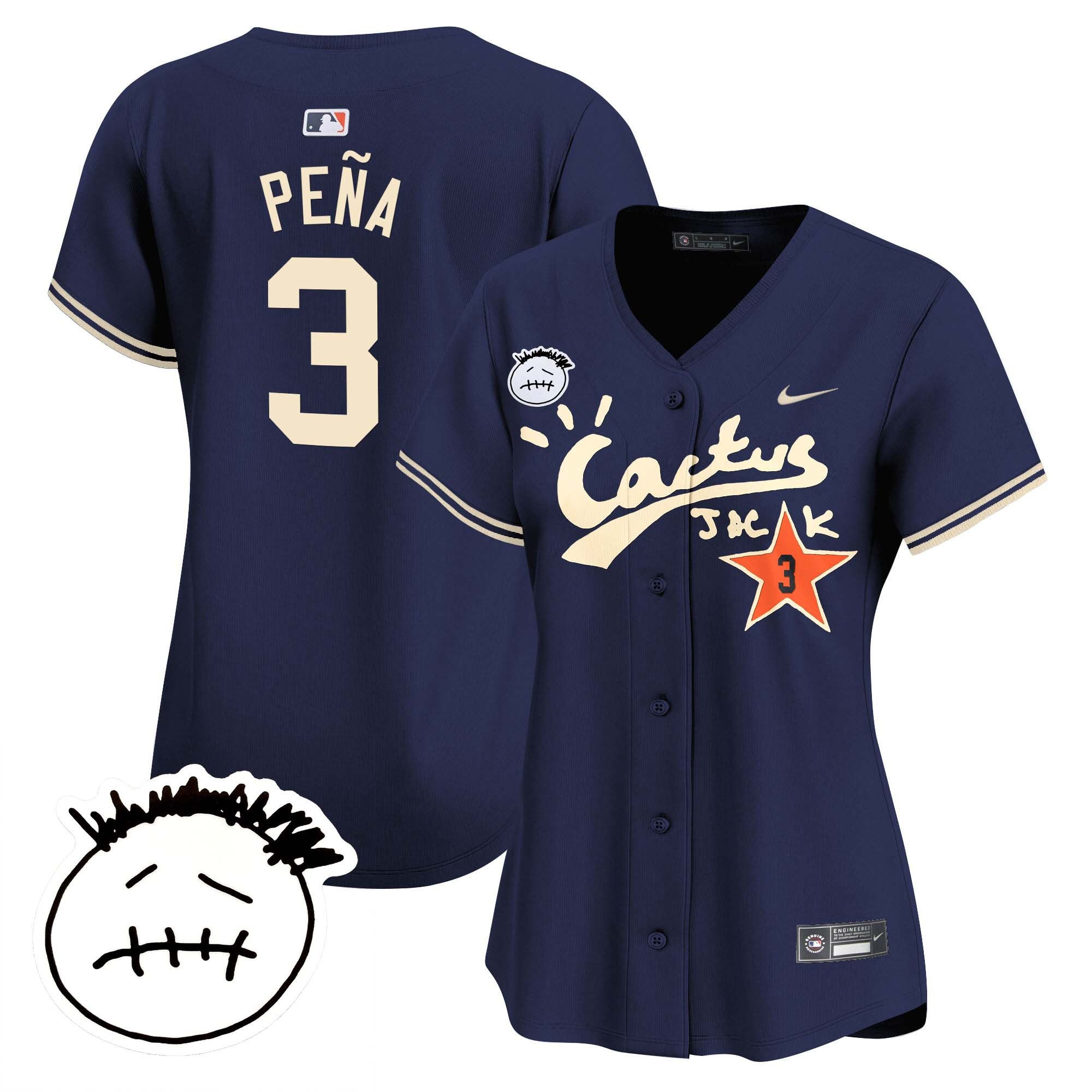 Women’s Houston Cactus Jack Patch Vapor Premier Limited Jersey V4 – Stitched