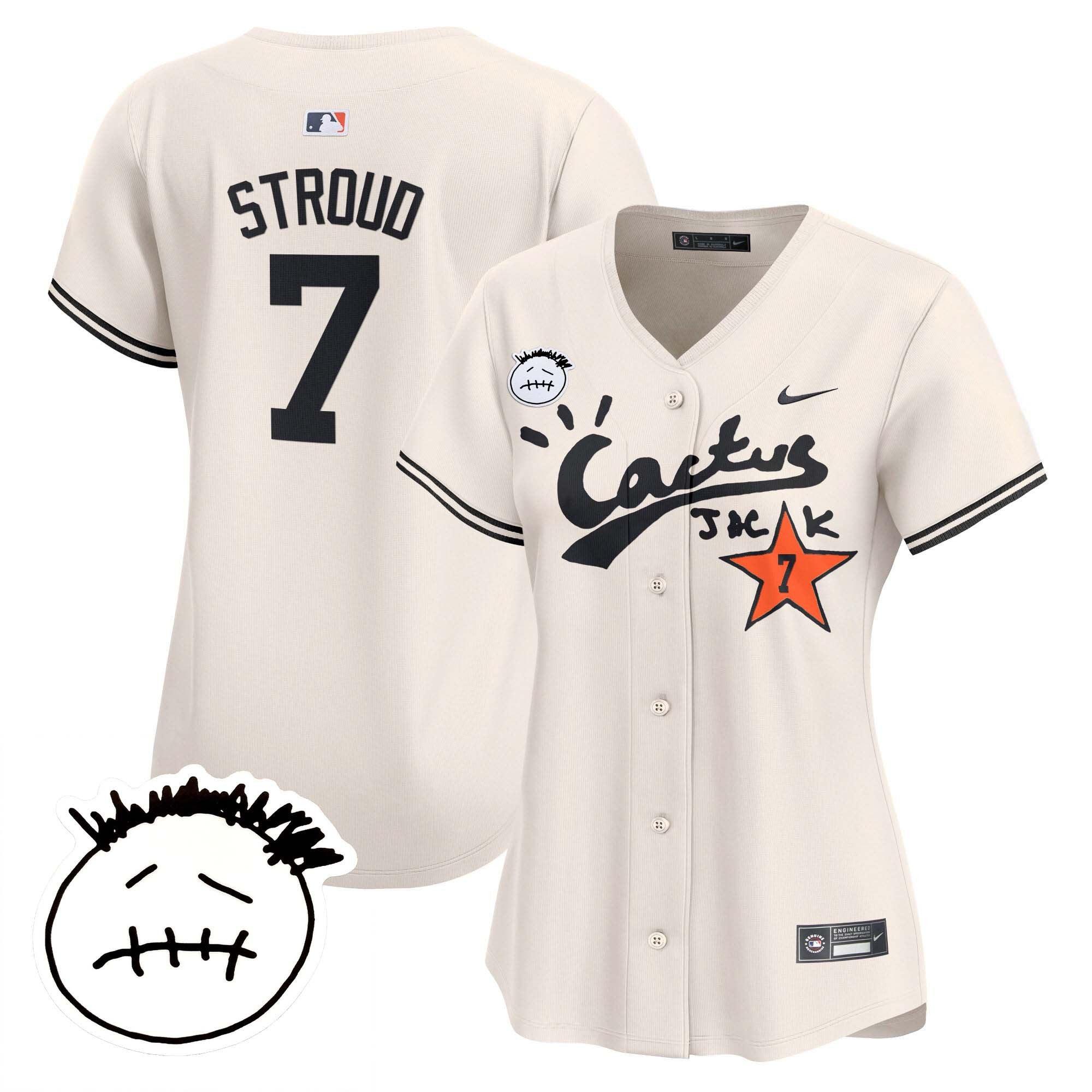 Women’s Houston Cactus Jack Patch Vapor Premier Limited Jersey V4 – Stitched