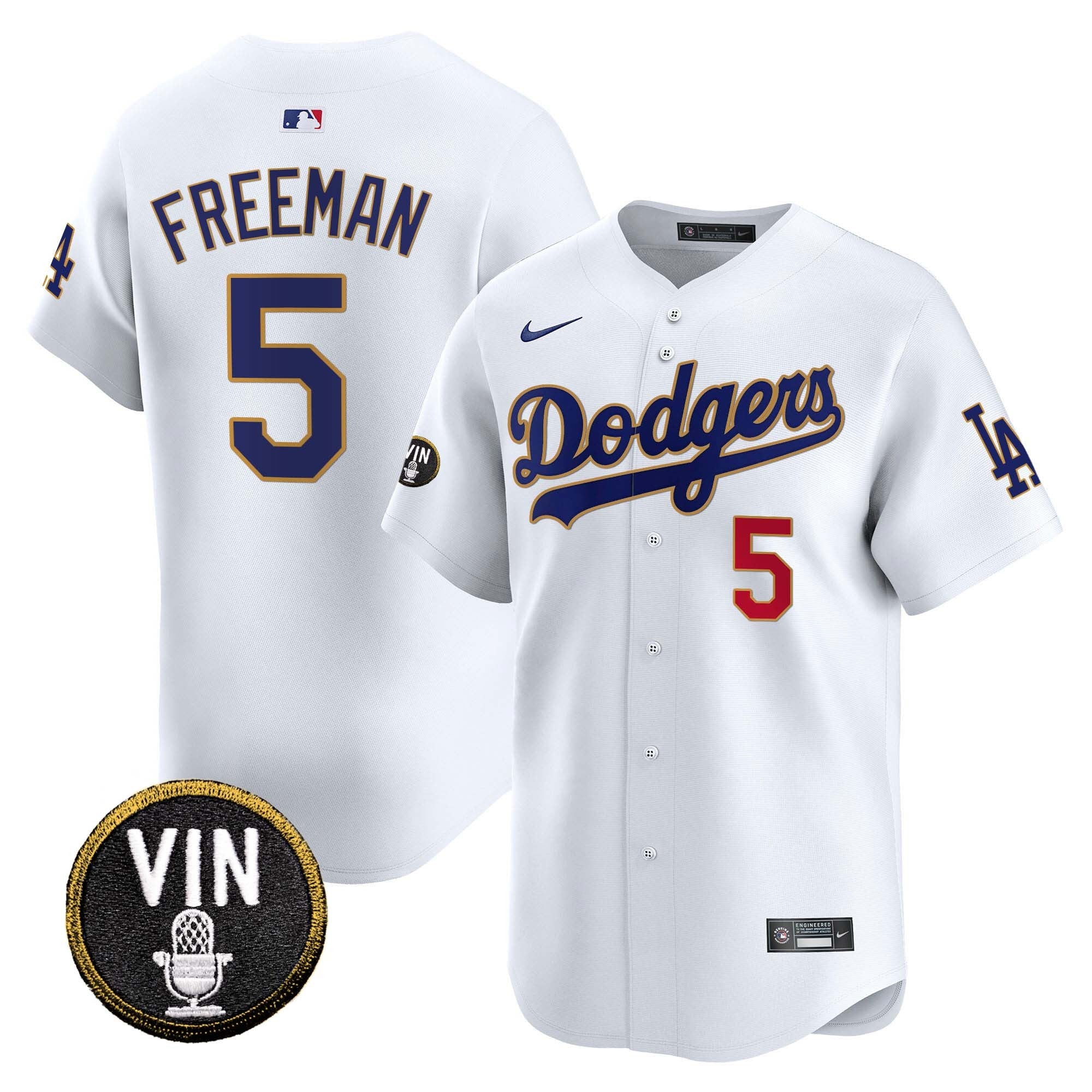 Men’s Vin Scully Patch Gold Trim Vapor Premier Limited Jersey