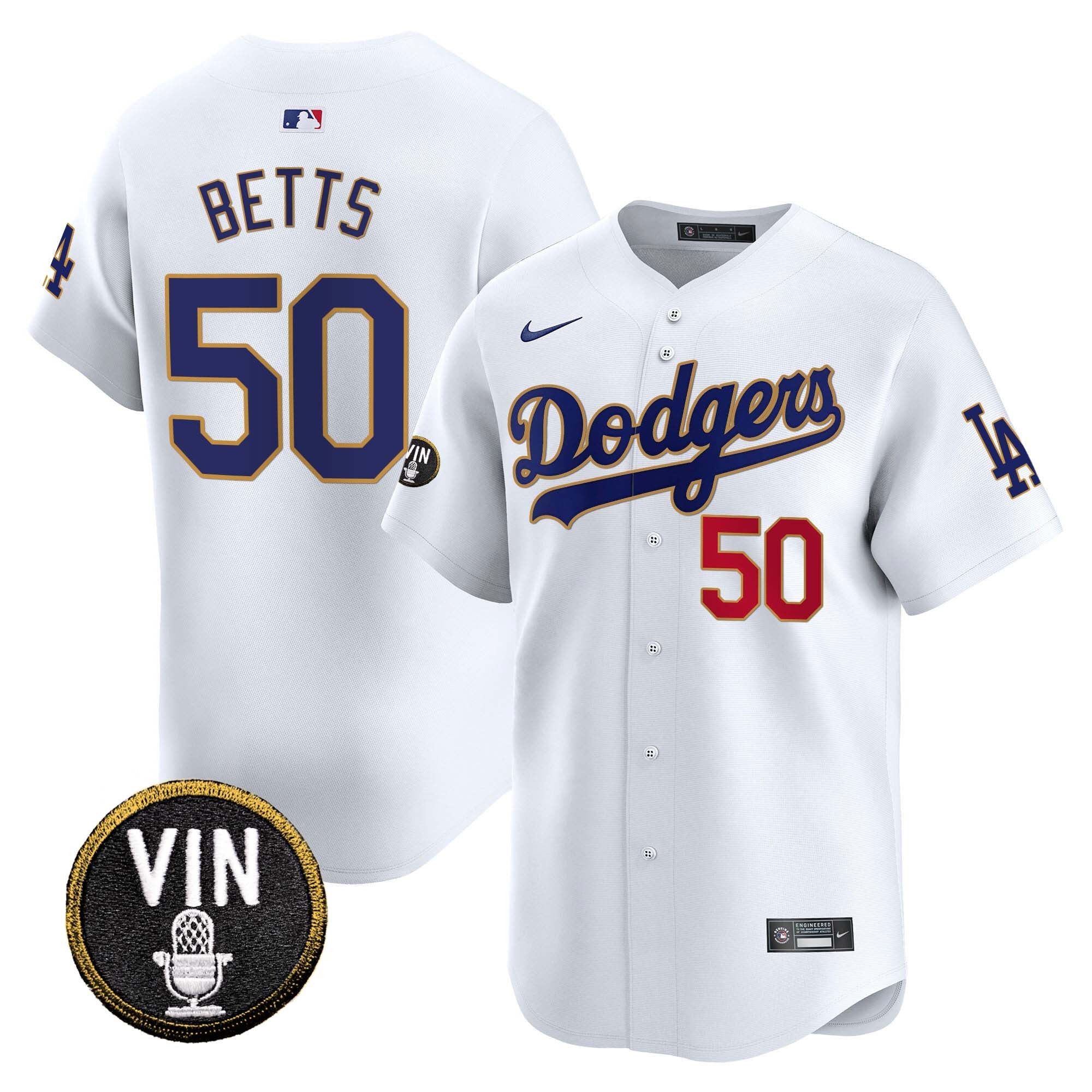 Men’s Vin Scully Patch Gold Trim Vapor Premier Limited Jersey
