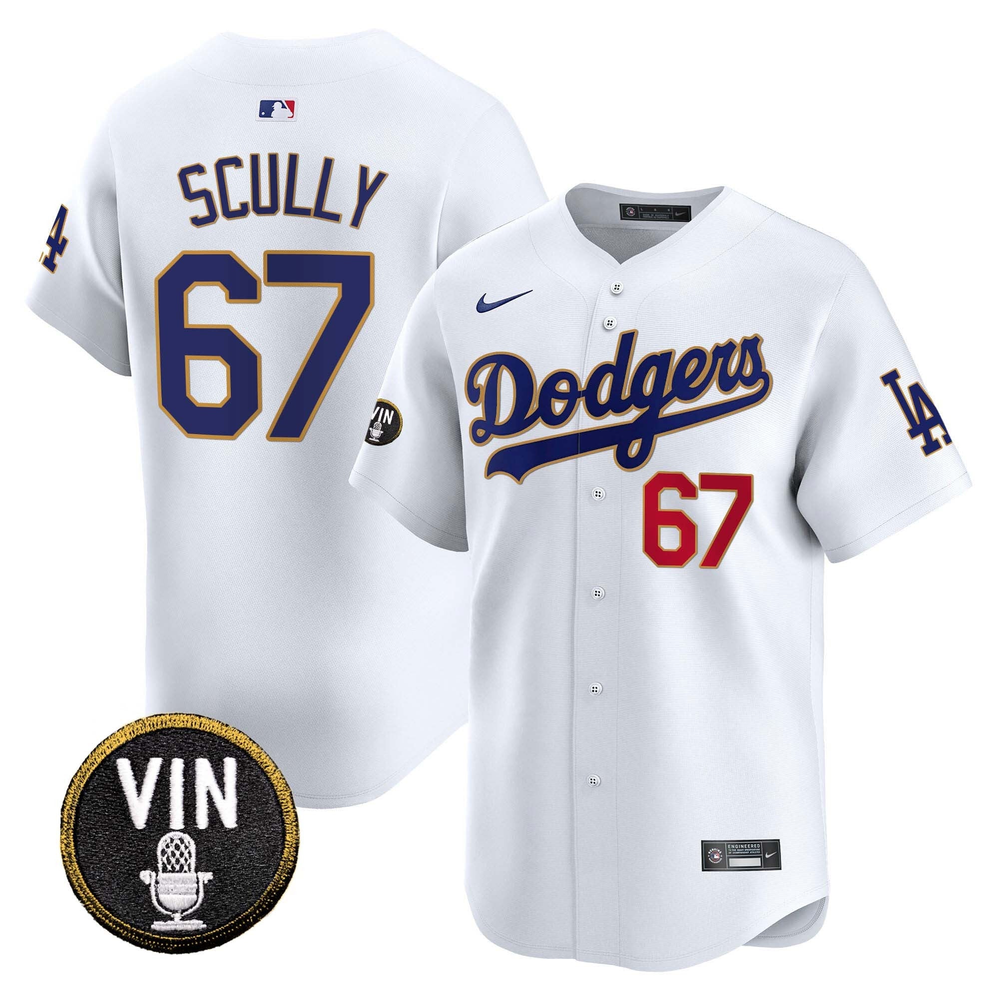 Men’s Vin Scully Patch Gold Trim Vapor Premier Limited Jersey