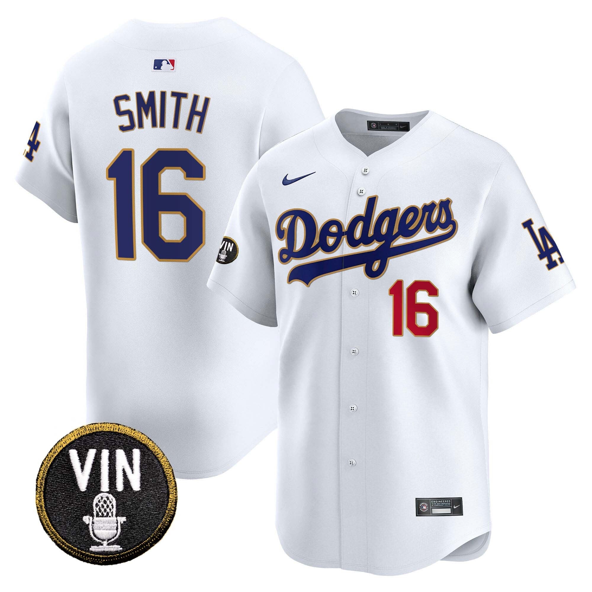 Men’s Vin Scully Patch Gold Trim Vapor Premier Limited Jersey