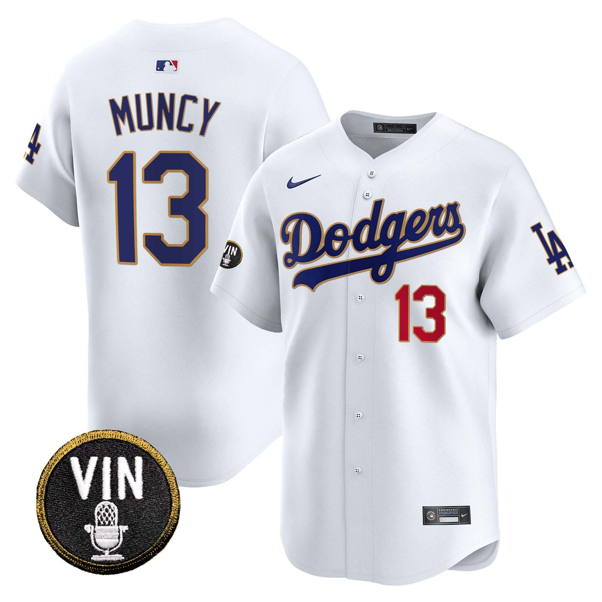 Men’s Vin Scully Patch Gold Trim Vapor Premier Limited Jersey