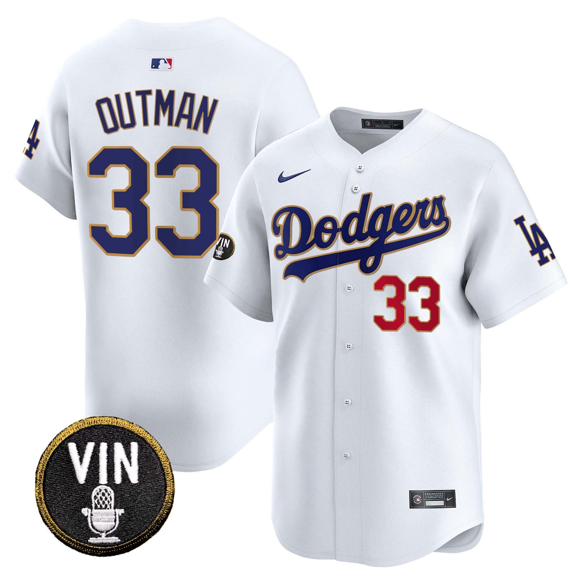 Men’s Vin Scully Patch Gold Trim Vapor Premier Limited Jersey