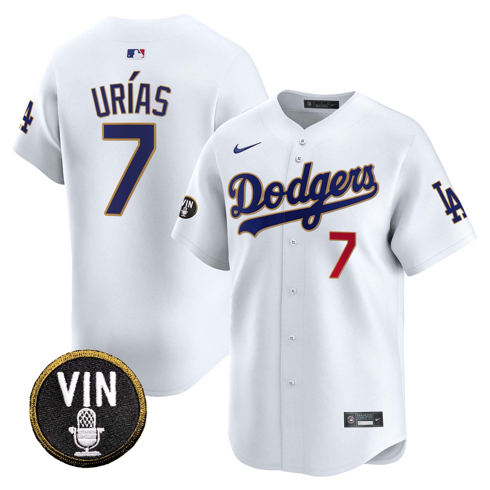 Men’s Vin Scully Patch Gold Trim Vapor Premier Limited Jersey