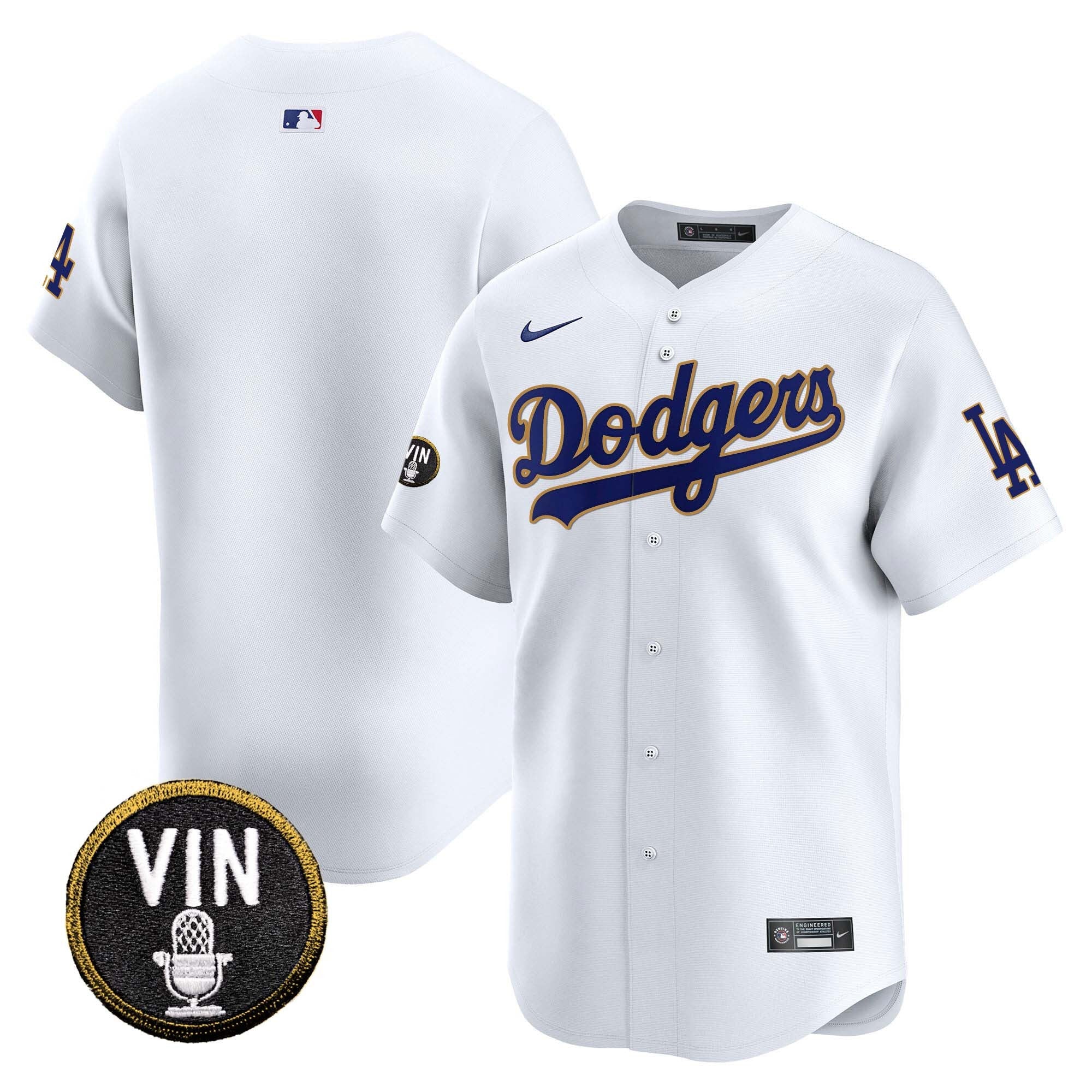 Men’s Vin Scully Patch Gold Trim Vapor Premier Limited Jersey