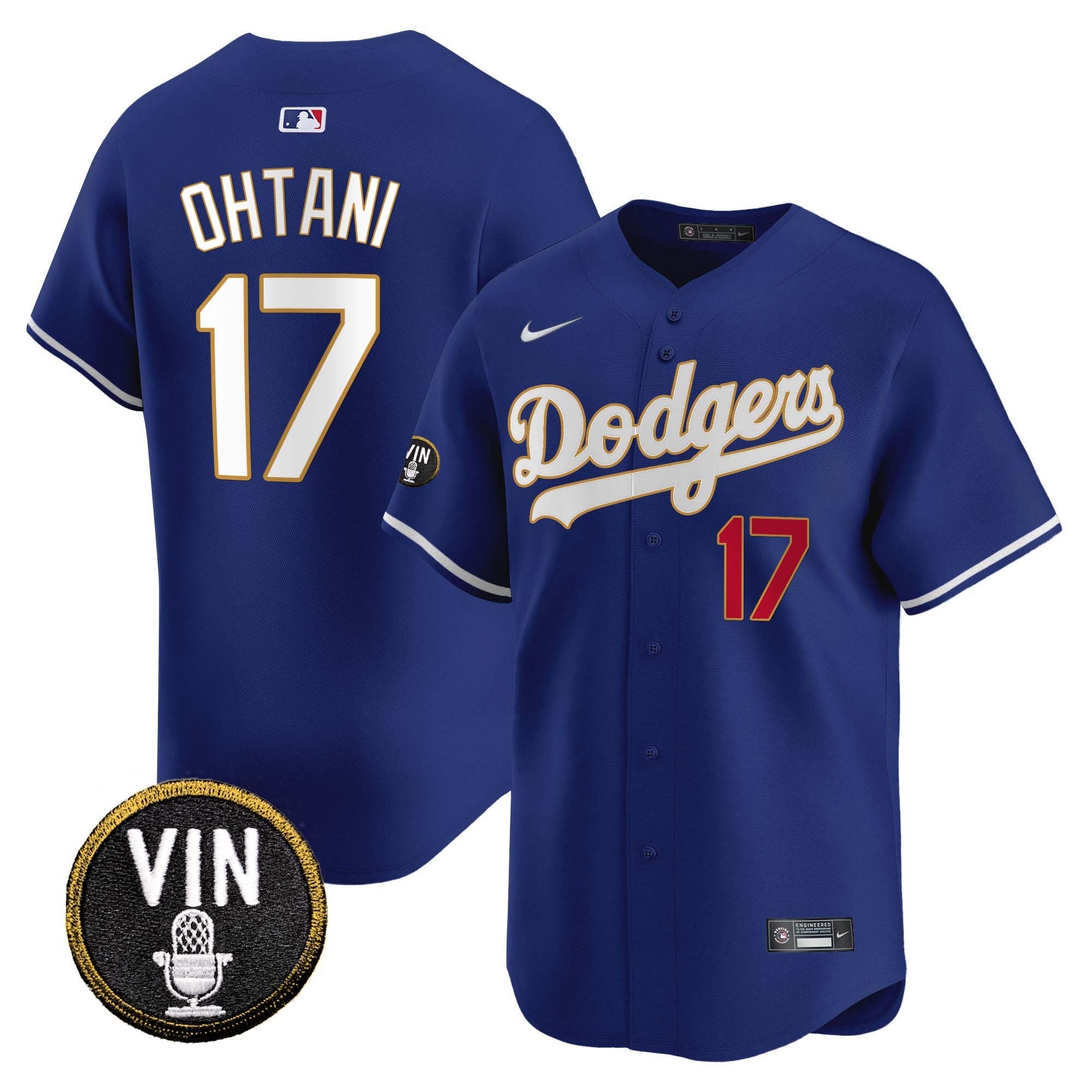 Men’s Vin Scully Patch Gold Trim Vapor Premier Limited Jersey