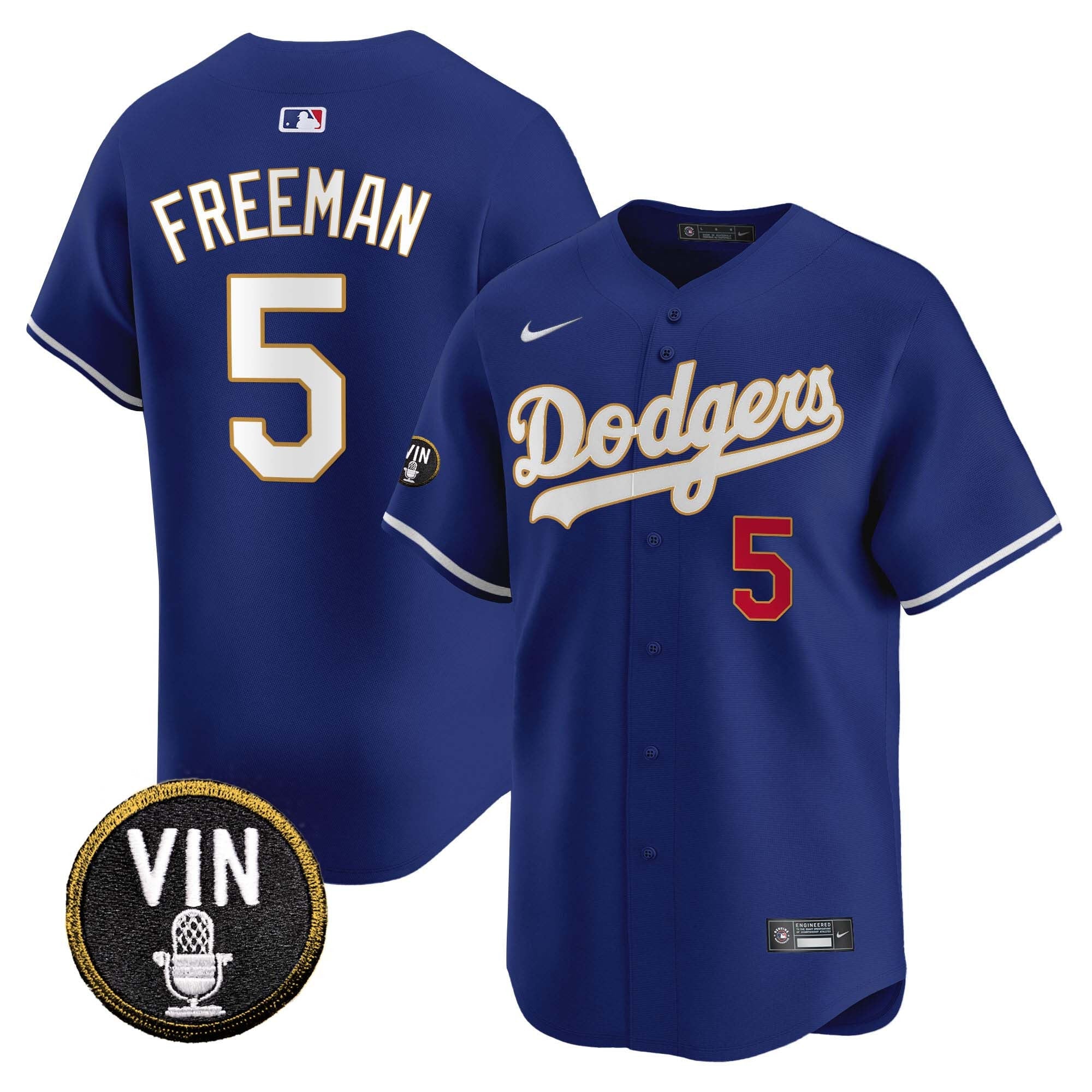 Men’s Vin Scully Patch Gold Trim Vapor Premier Limited Jersey